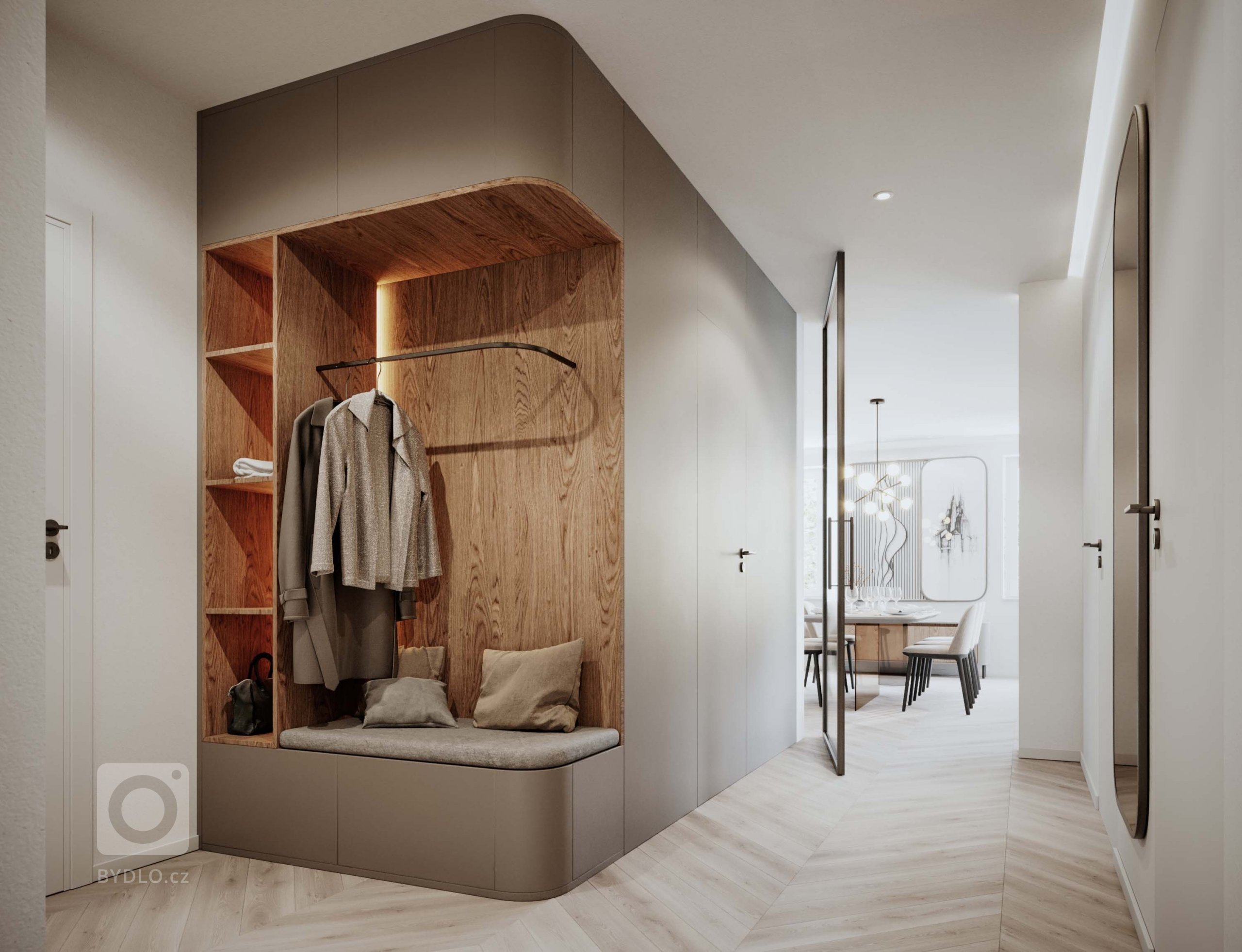 Návrh interiéru bytu na Vinohradech v sobě kombinuje elegantní materiály ve střídmé barevné škále. Je určen pro bydlení dámy a tomu odpovídají zvolené…