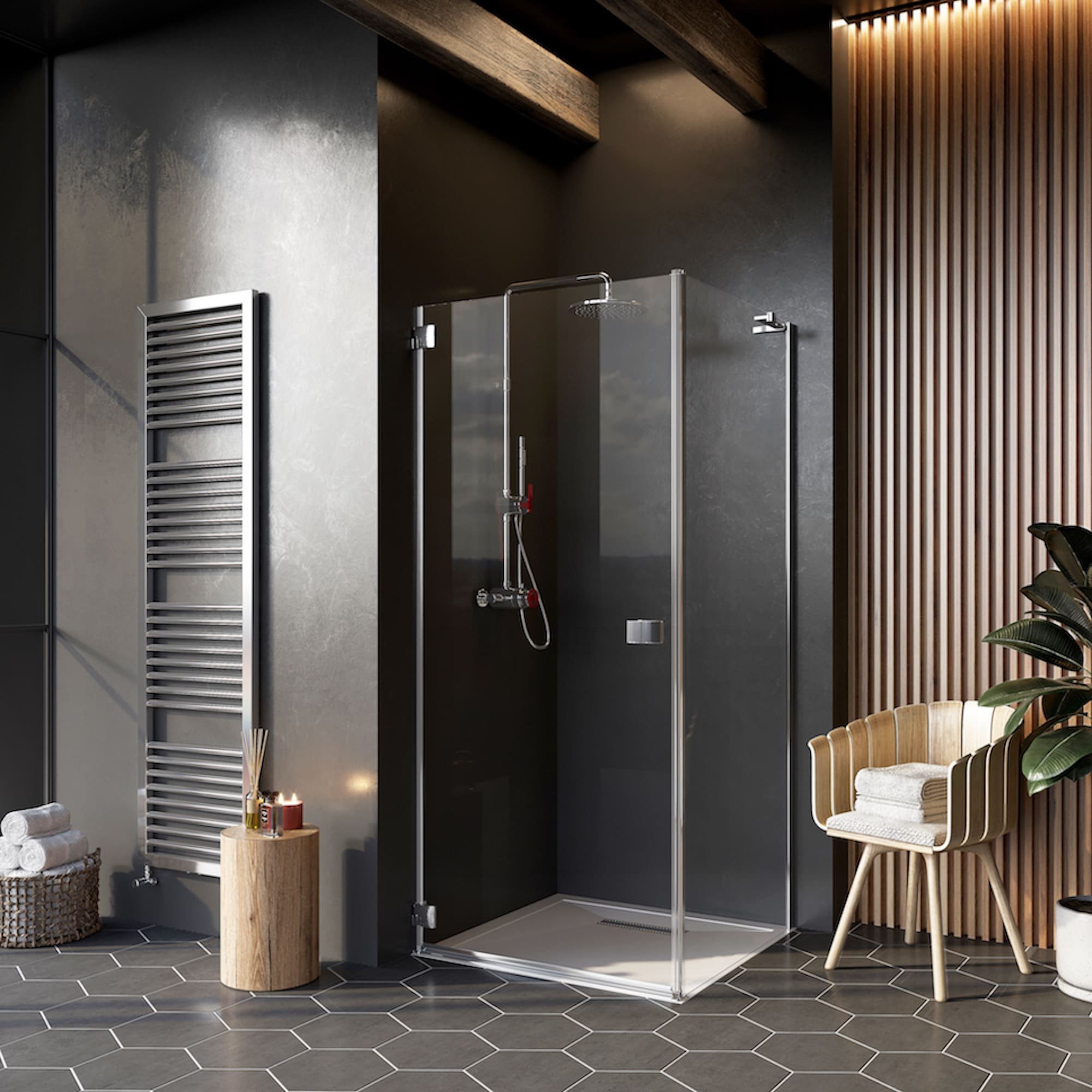 Černá do současné moderní koupelny rozhodně patří