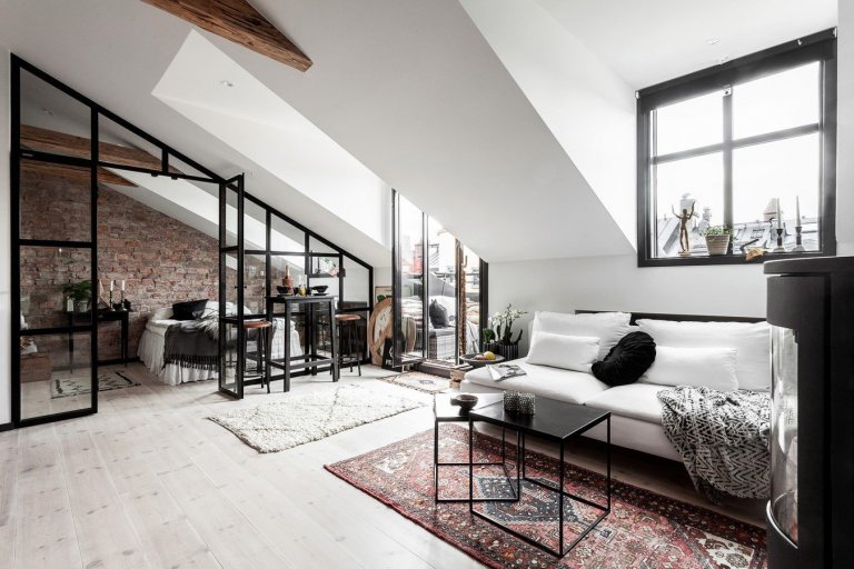 Malý podkrovní byt ve Stockholmu