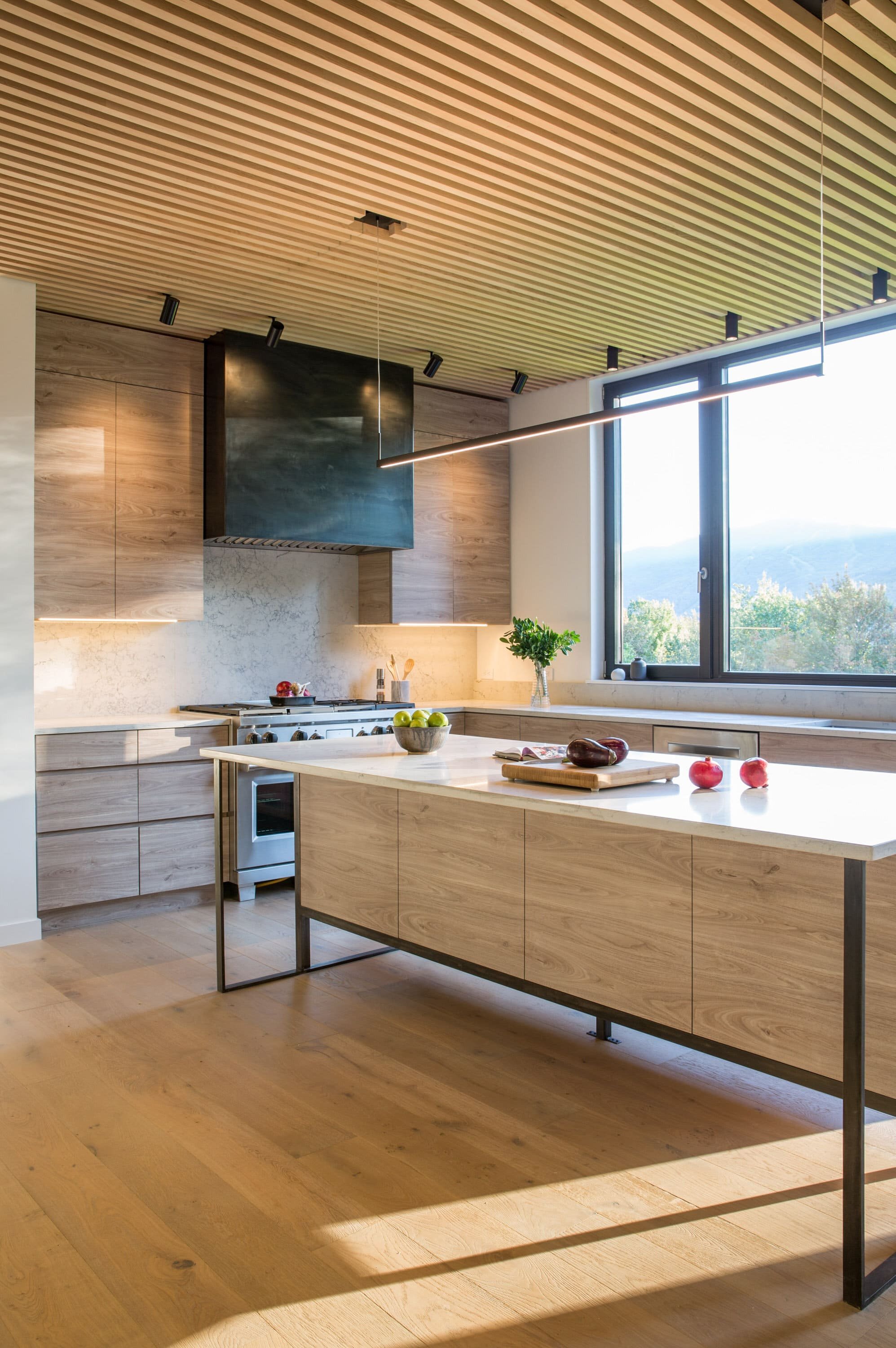 Venkovský dům na svahu obklopený lesem