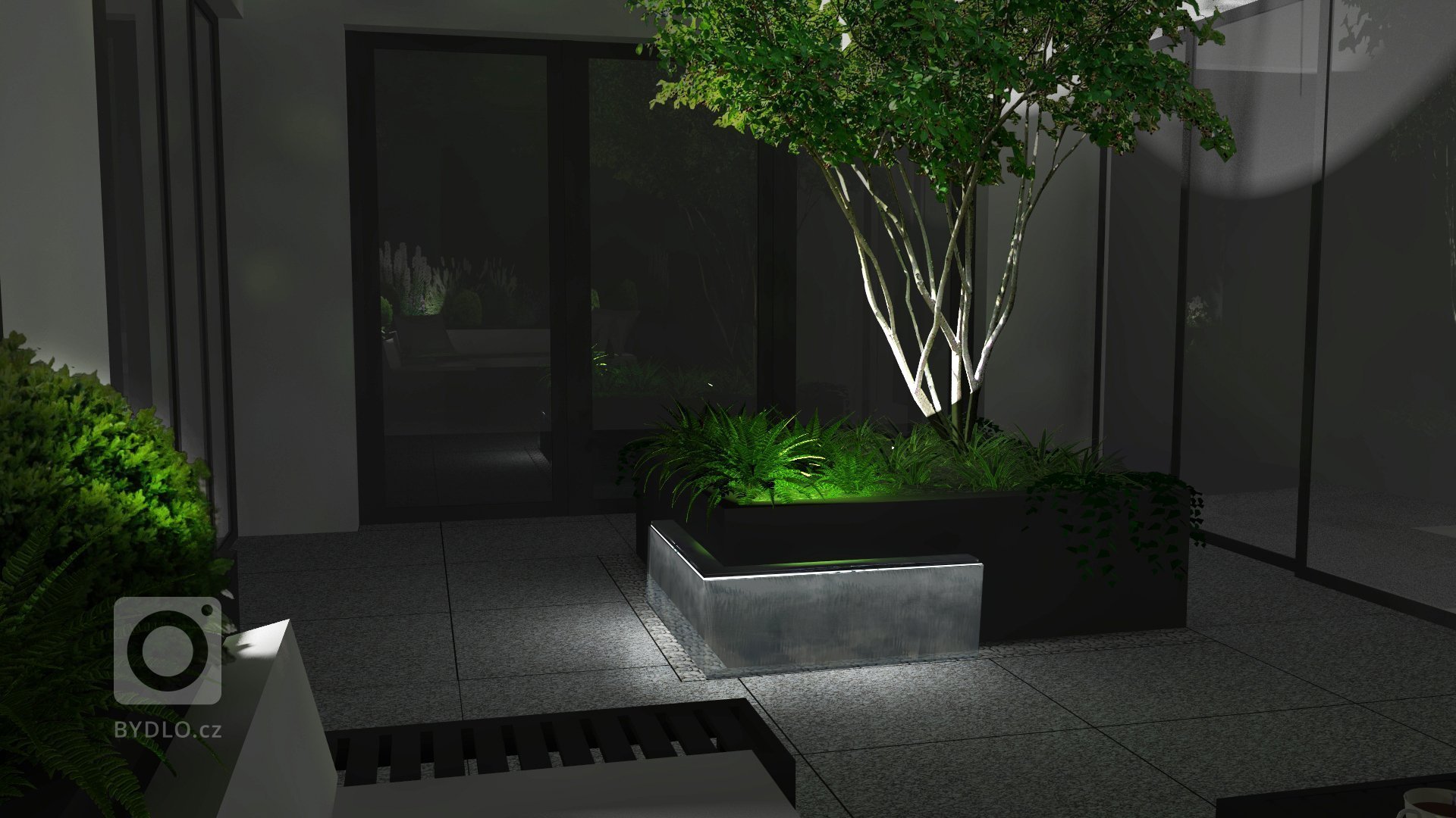 Základní myšlenkou návrhu je pojetí části terasy, která je ze tří stran obklopena bytem, jako átriového prostoru. Vzhledem k exponovanosti části terasy ze tří…