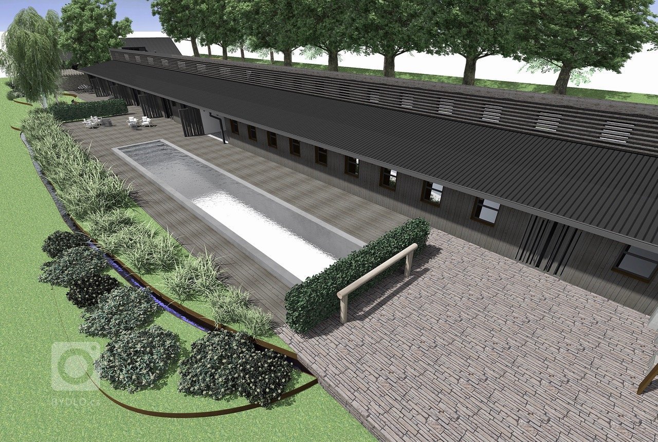 Návrh kompletní rekonstrukce bývalého zemědělského areálu.
