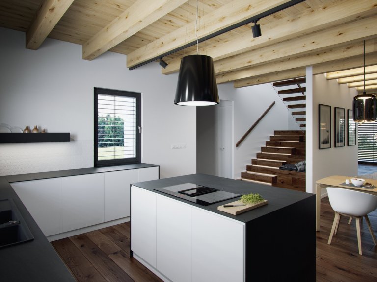 Tento návrh interiéru rodinného domu se od našich ostatních návrhů stylově trochu liší. Nejlépe jej vystihuje slovo &quot;přírodní&quot;. Je v něm více dřeva,…