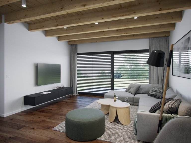 Moderní dřevostavba se zelení