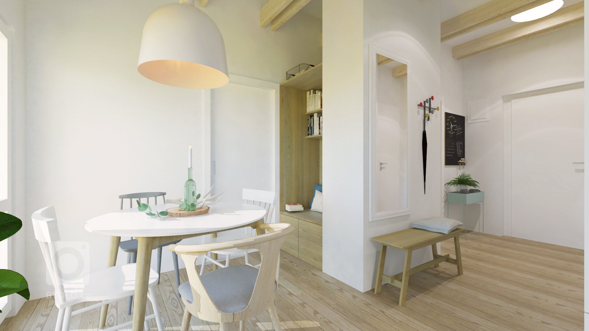 Návrh interiéru podkrovného bytu využíva relatívne malý priestor dennej zóny na maximum, pričom ho opticky neprepĺňa. Líniová hmota kuchyne plynulo prechádza…