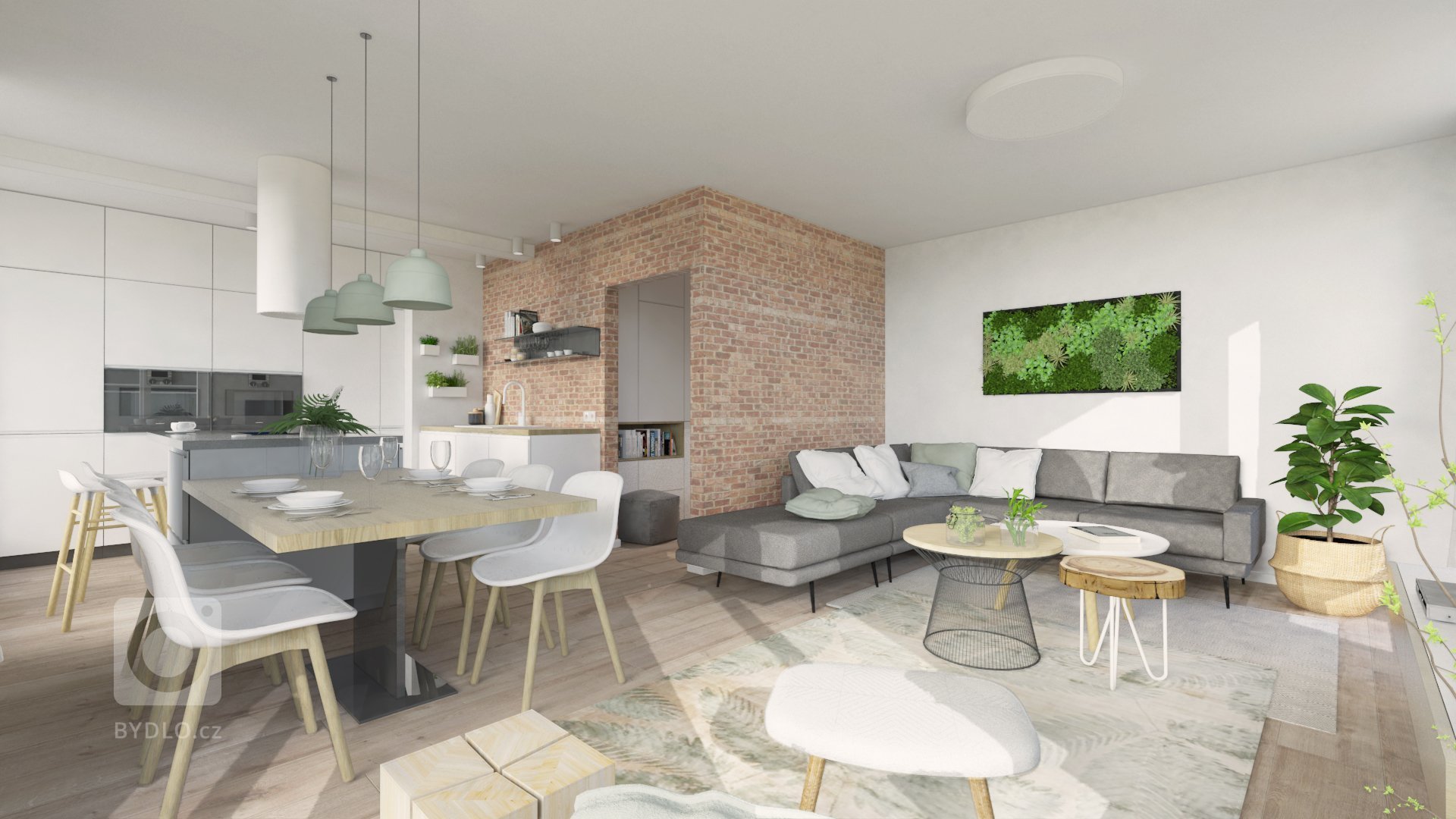 Interiér bytu sa nesie v neutrálnych farebných odtieňoch. V kuchyni sme vytvorili ostrov s dostatočnou pracovnou plochou a barovým sedením, na ktorý plynulo…