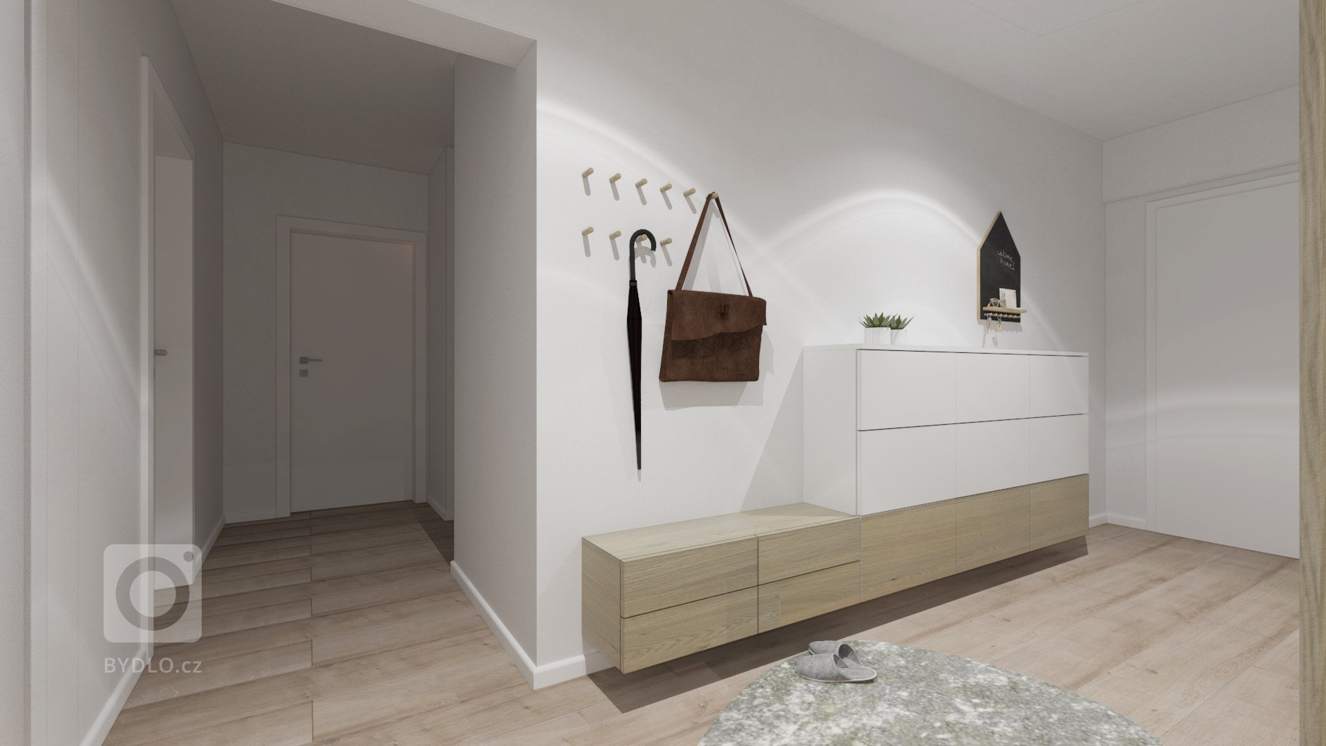 Interiér bytu sa nesie v neutrálnych farebných odtieňoch. V kuchyni sme vytvorili ostrov s dostatočnou pracovnou plochou a barovým sedením, na ktorý plynulo…