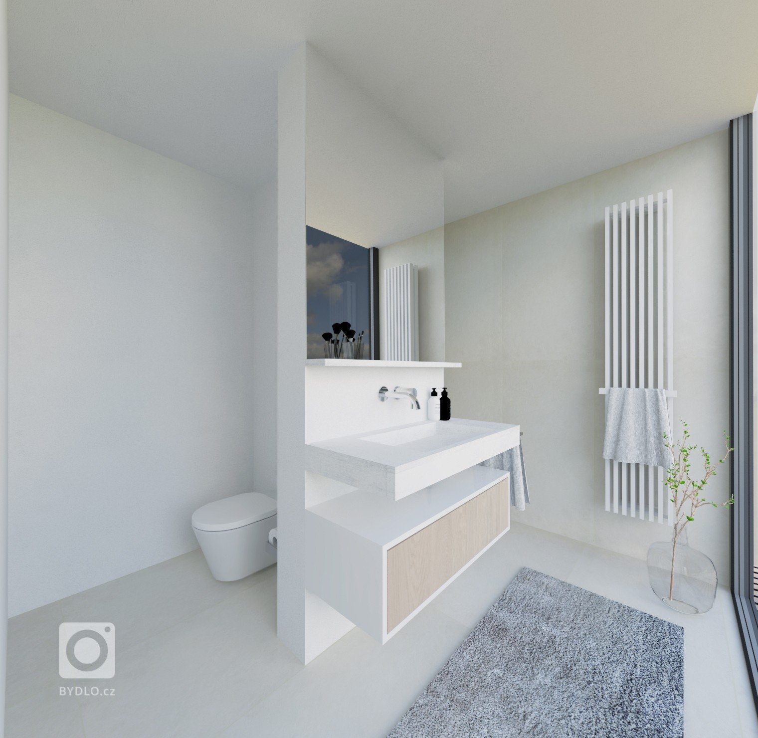 Veľkorysý priestor spoločenskej časti nám dovolil vytvoriť priestrannú kuchyňu s dizajnovým ostrovom, ktorým je čiastočne oddelená od obývacej časti. Biela na…