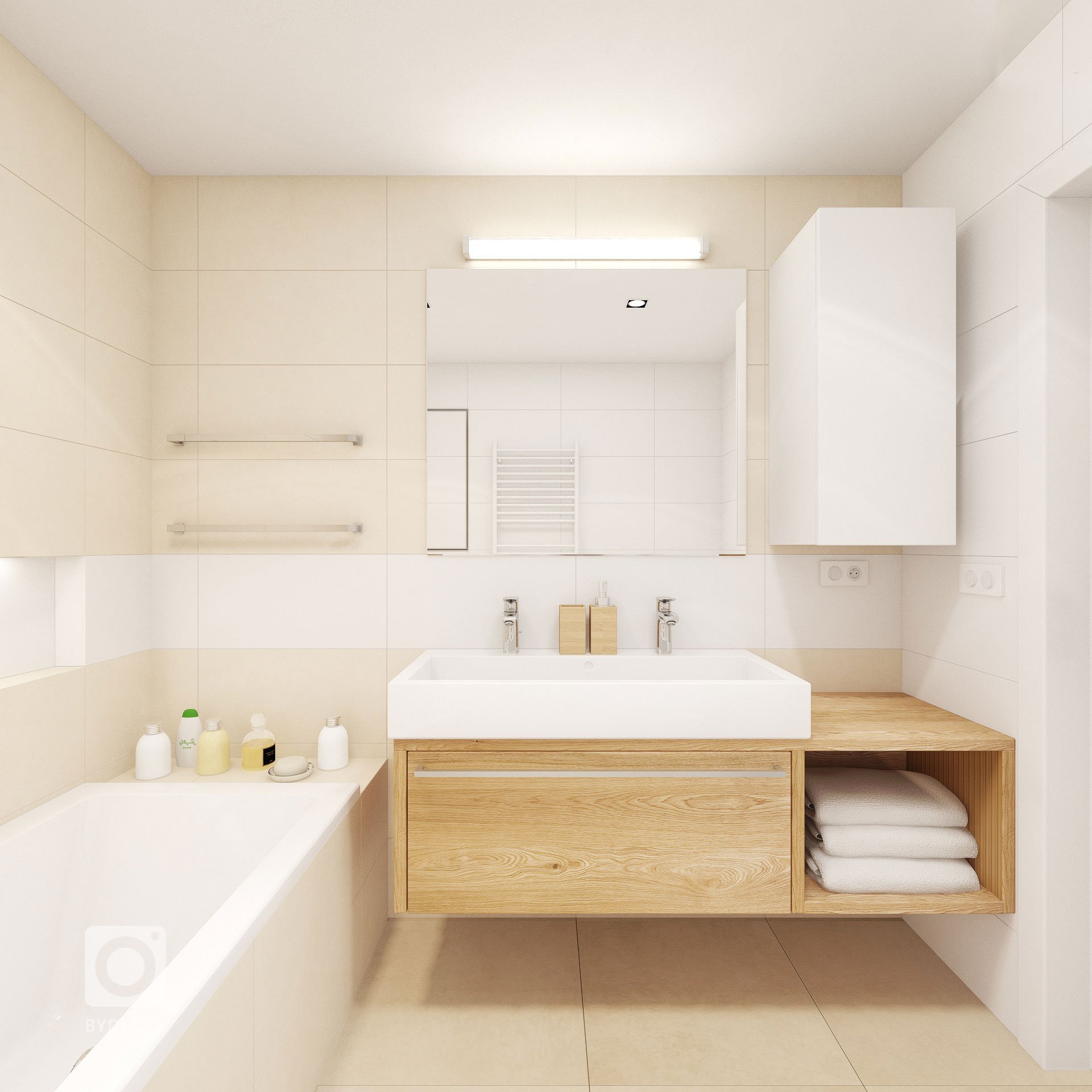 Návrh interiéru bytu s&nbsp;exkluzivním výhledem na&nbsp;přírodu i&nbsp;město. Návrh interiéru je v&nbsp;moderním a&nbsp;vzdušném stylu s&nbsp;převládající…