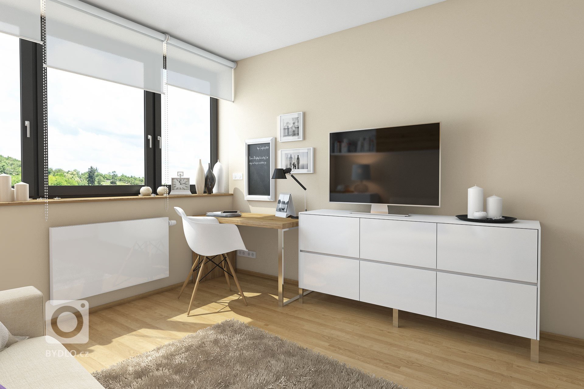 Návrh interiéru bytu s&nbsp;exkluzivním výhledem na&nbsp;přírodu i&nbsp;město. Návrh interiéru je v&nbsp;moderním a&nbsp;vzdušném stylu s&nbsp;převládající…