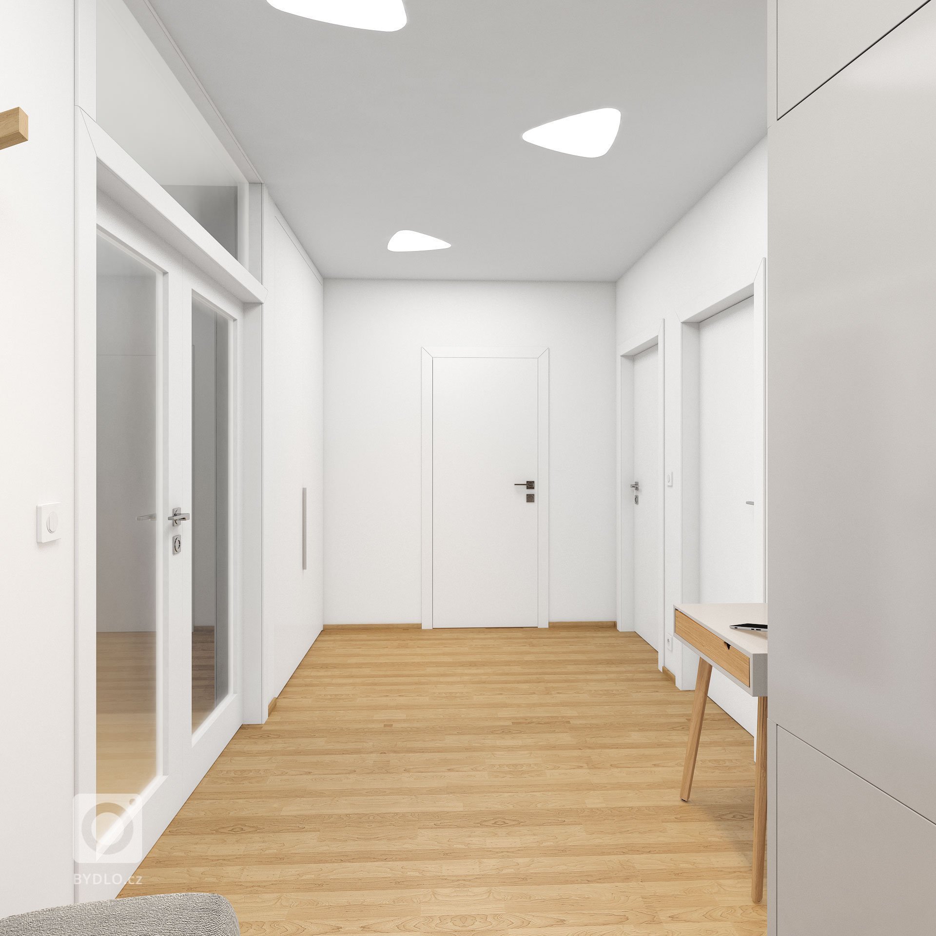 Návrh interiéru bytu s&nbsp;exkluzivním výhledem na&nbsp;přírodu i&nbsp;město. Návrh interiéru je v&nbsp;moderním a&nbsp;vzdušném stylu s&nbsp;převládající…