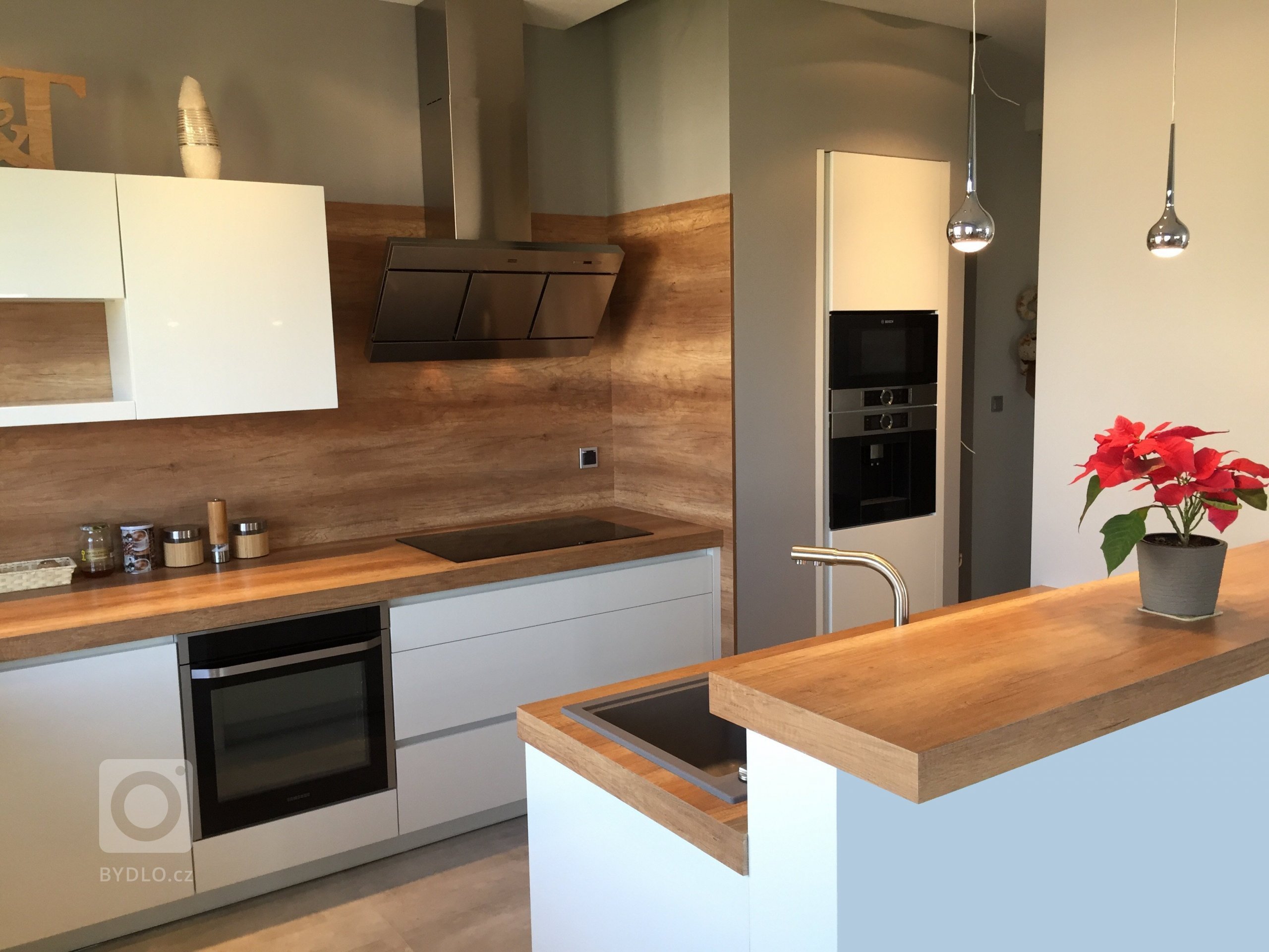 Kuchyně s dřevěným obkladem