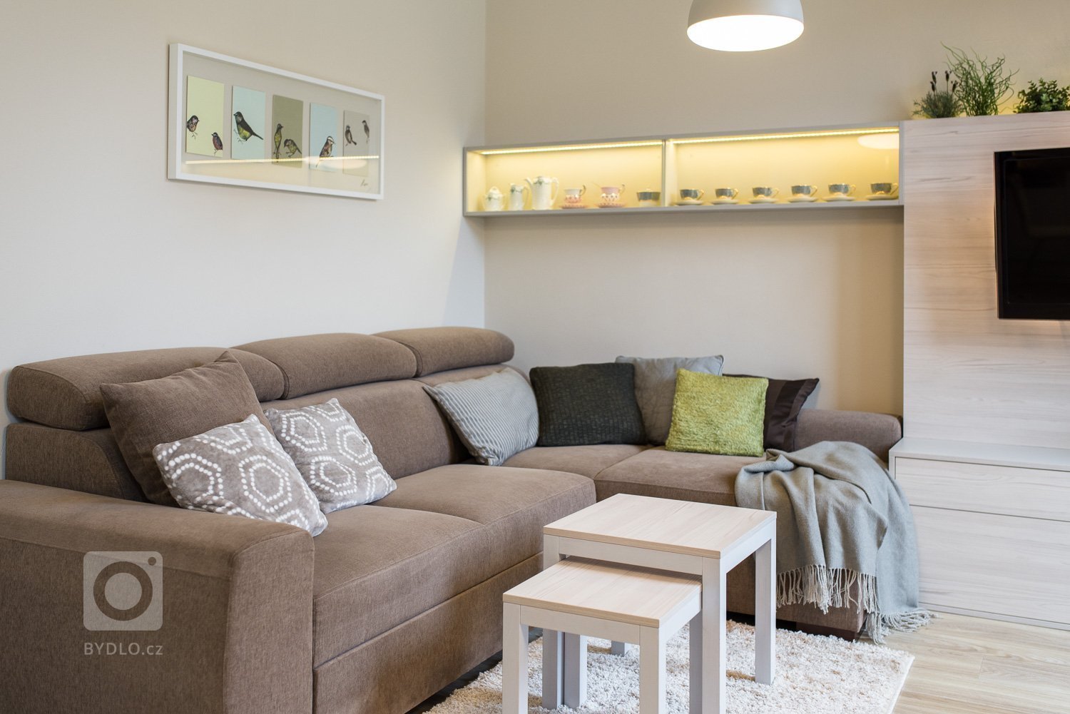 Obývací pokoj se zahrádkou pro starší manžele, kteří si pořídili pohodlné bydlení na léta zaslouženého odpočinku. Jejich přáním byla střídmost a jednoduchost.…