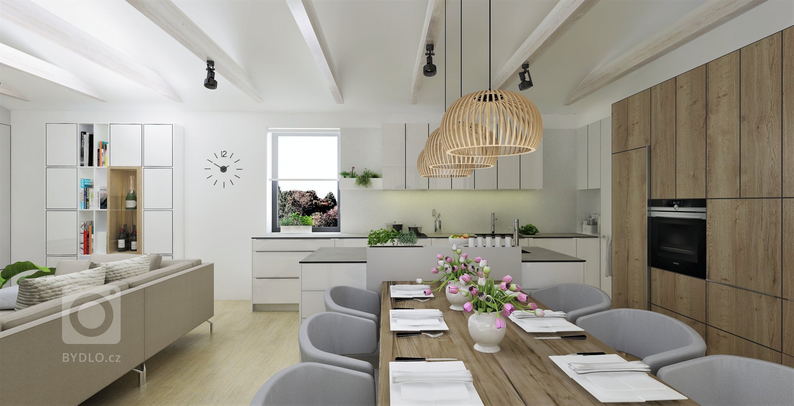Hlavním přáním&nbsp;majitelů byla&nbsp;kombinace dřeva&nbsp;s&nbsp;neutrální a nadčasovou&nbsp;šedou s&nbsp;bílou. Srdcem spojeného obytného prostoru s kuchyní…