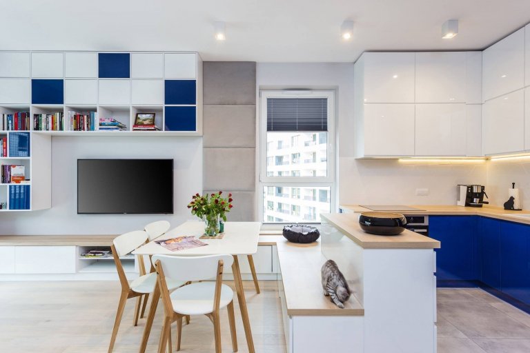 Modrá barva v interiéru