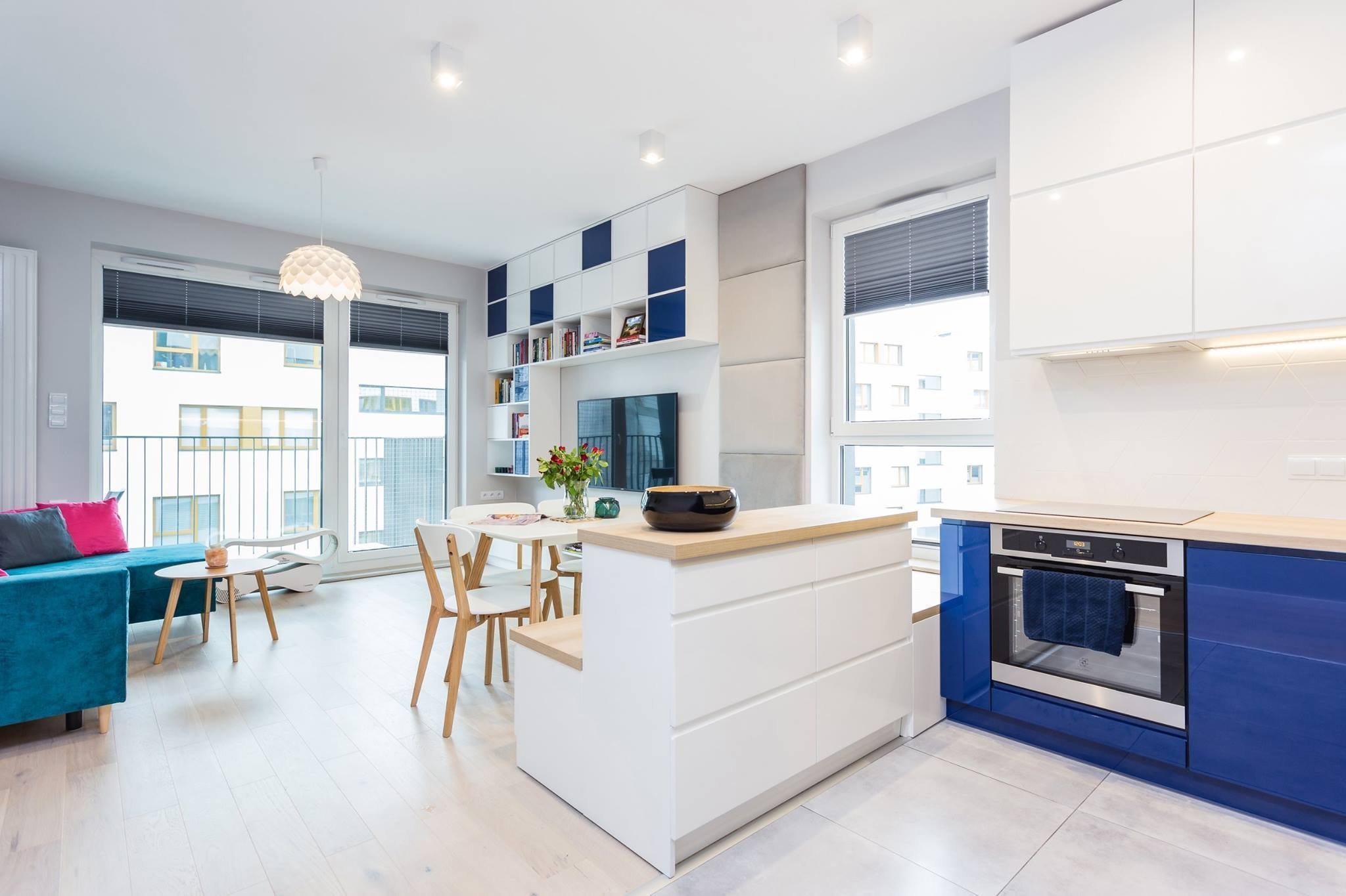 Modrá barva v interiéru