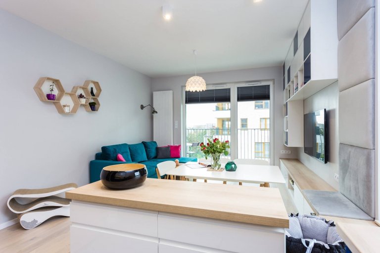 Modrá barva v interiéru