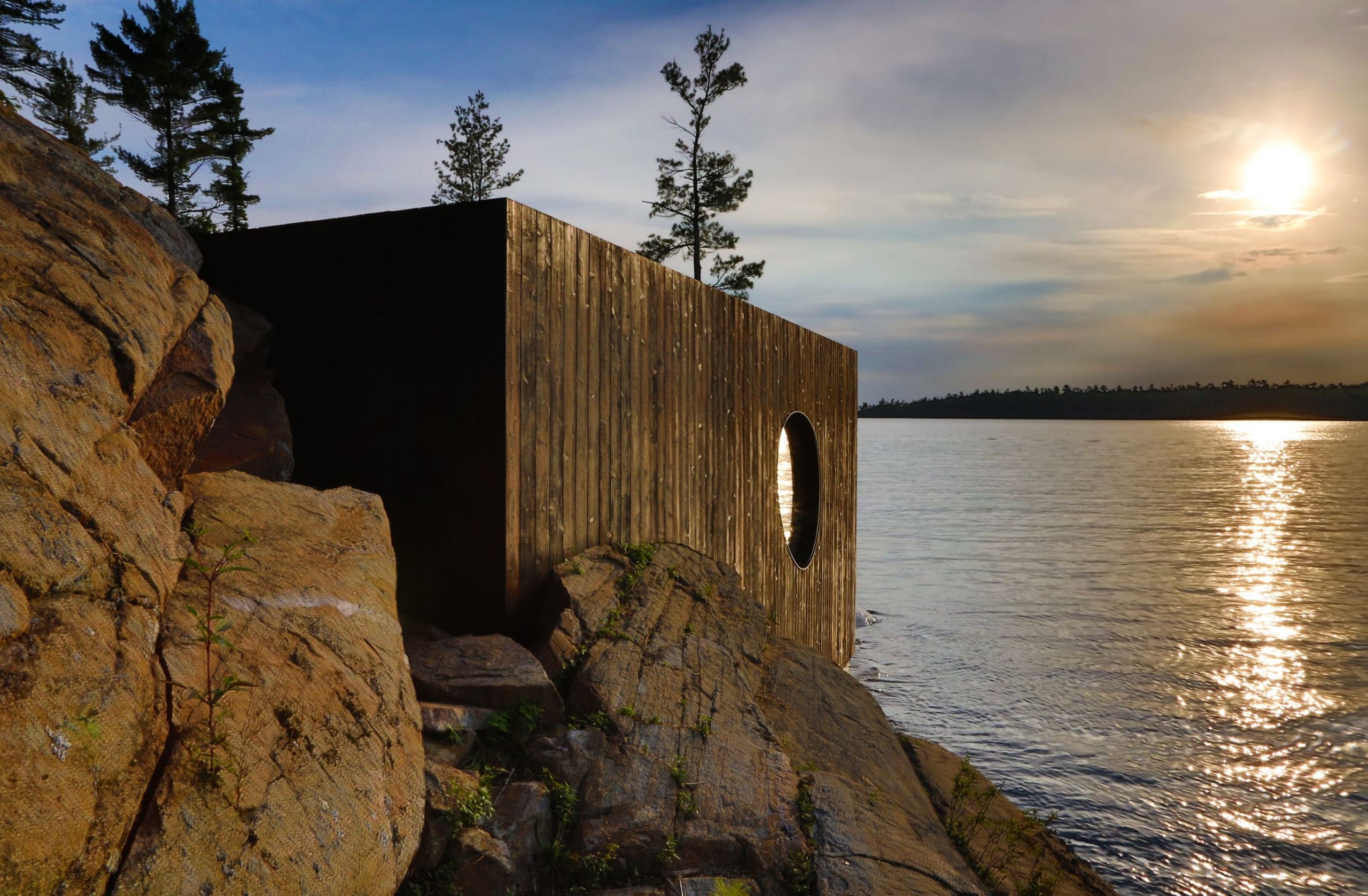 Netradiční sauna s výhledem na jezero