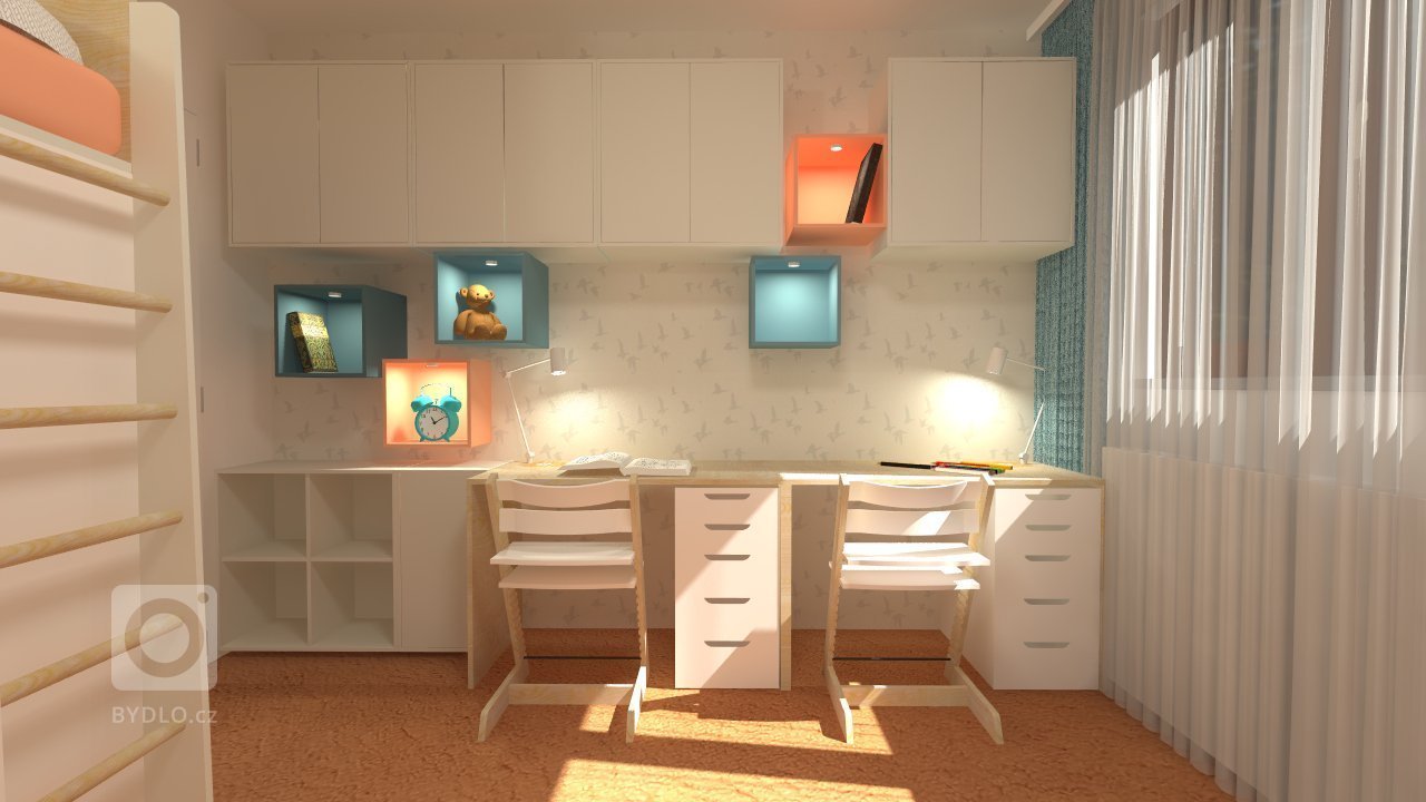 Paní Magda mne oslovila s přáním vytvořit pokojík pro jejich 2 malé slečny. Cca 12 metrů čtverečních, relativně nízký rozpočet a nový koberec v zrzavooranžové…