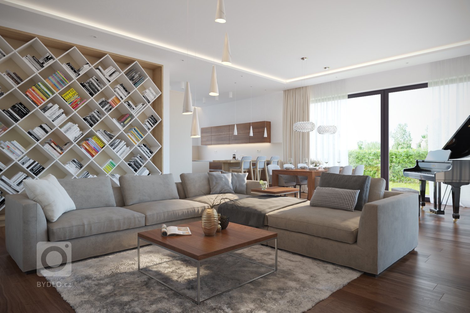 Návrh a vizualizácie luxusného bytu v Prahe. V prvej časťi projektu som vypracoval návrh a vizualizácie obývacej izby spojenej s jedálňou a kuchyňou. V druhej…