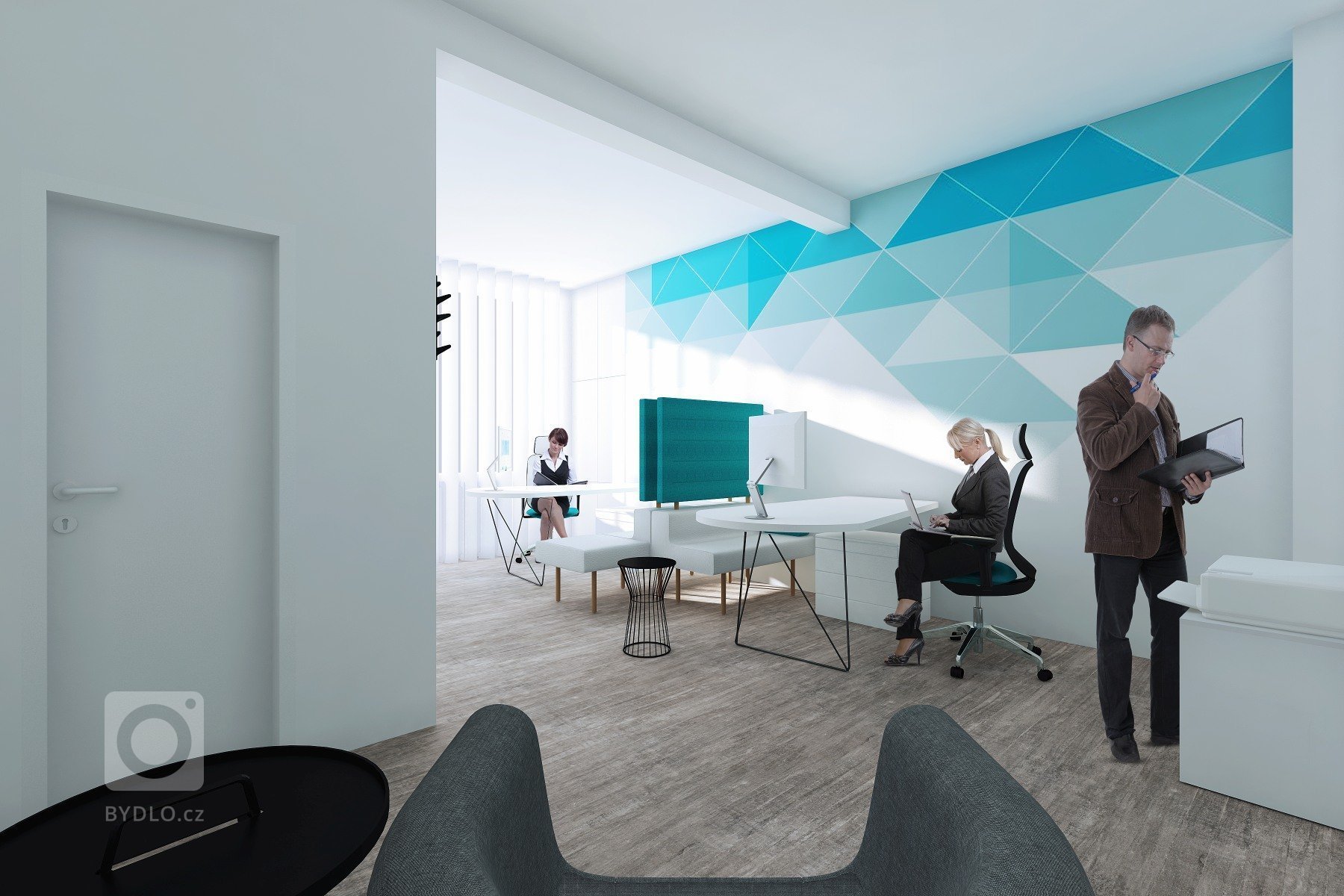 Otevřený prostor bez bariér kde přirozeným dělicím prvkem interiéru&nbsp;je zeleň.

Esteticky příjemné a přehledné pracovní prostředí pro schůzky poradců s…