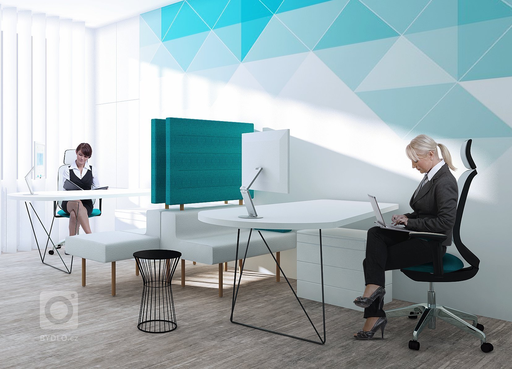 Otevřený prostor bez bariér kde přirozeným dělicím prvkem interiéru&nbsp;je zeleň.

Esteticky příjemné a přehledné pracovní prostředí pro schůzky poradců s…