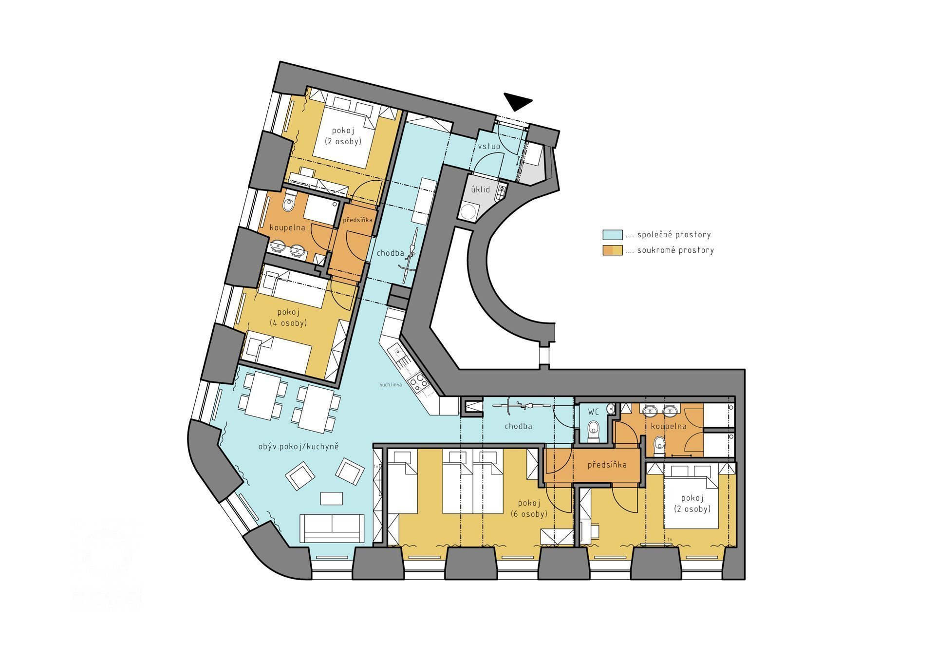 13 INT Smetanovo nabrezi - pudorys