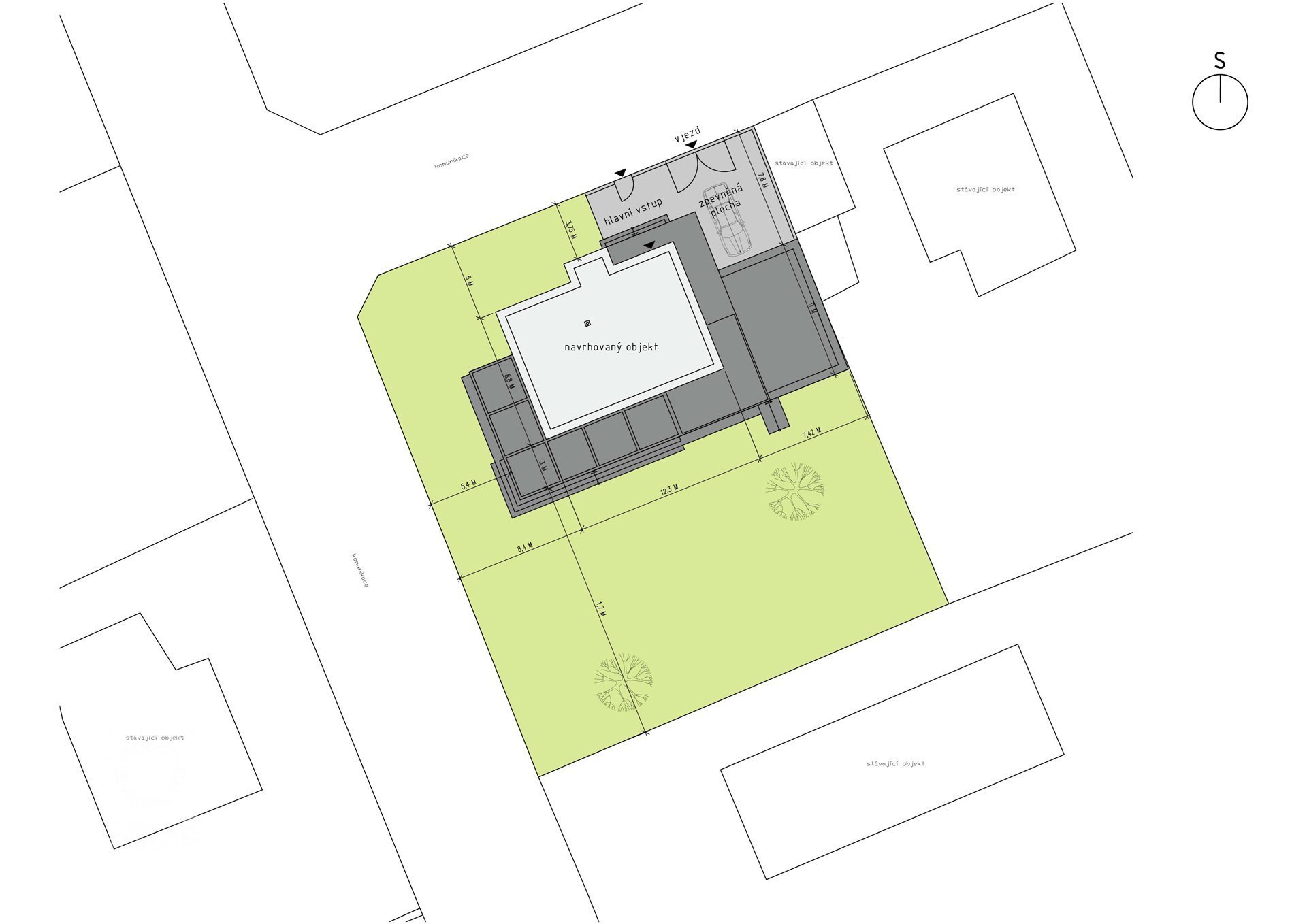 Rodinný dům Dobřichovice - situace