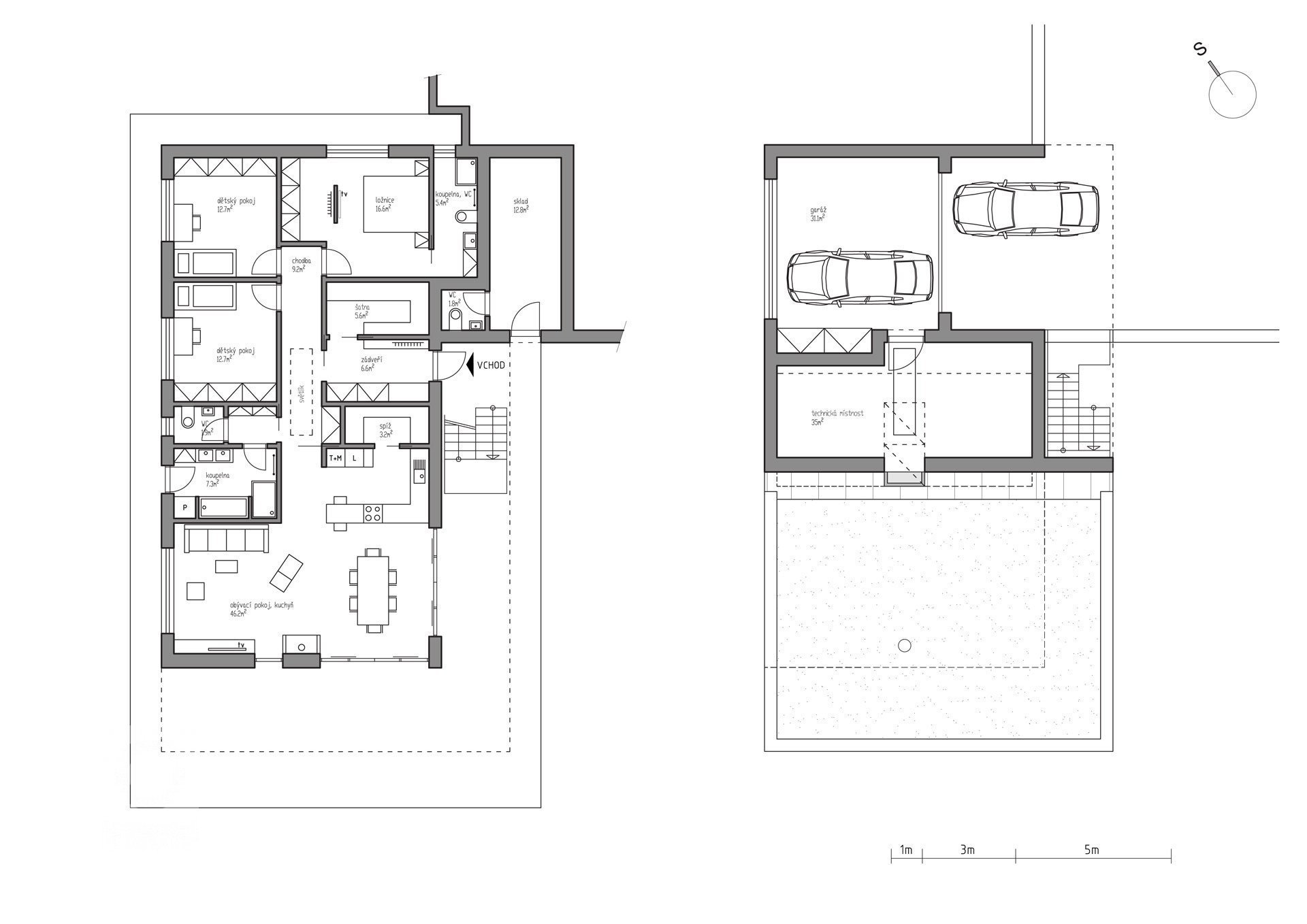 Rodinný dům Horská - půdorysy