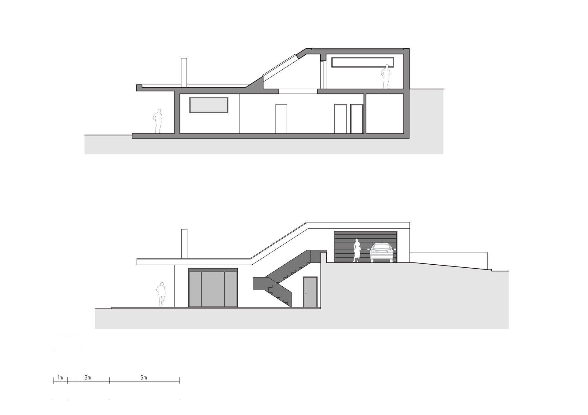 Rodinný dům Horská - řez, pohled
