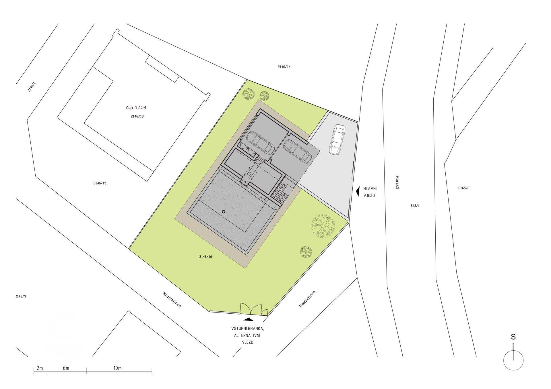 Rodinný dům Horská - situace