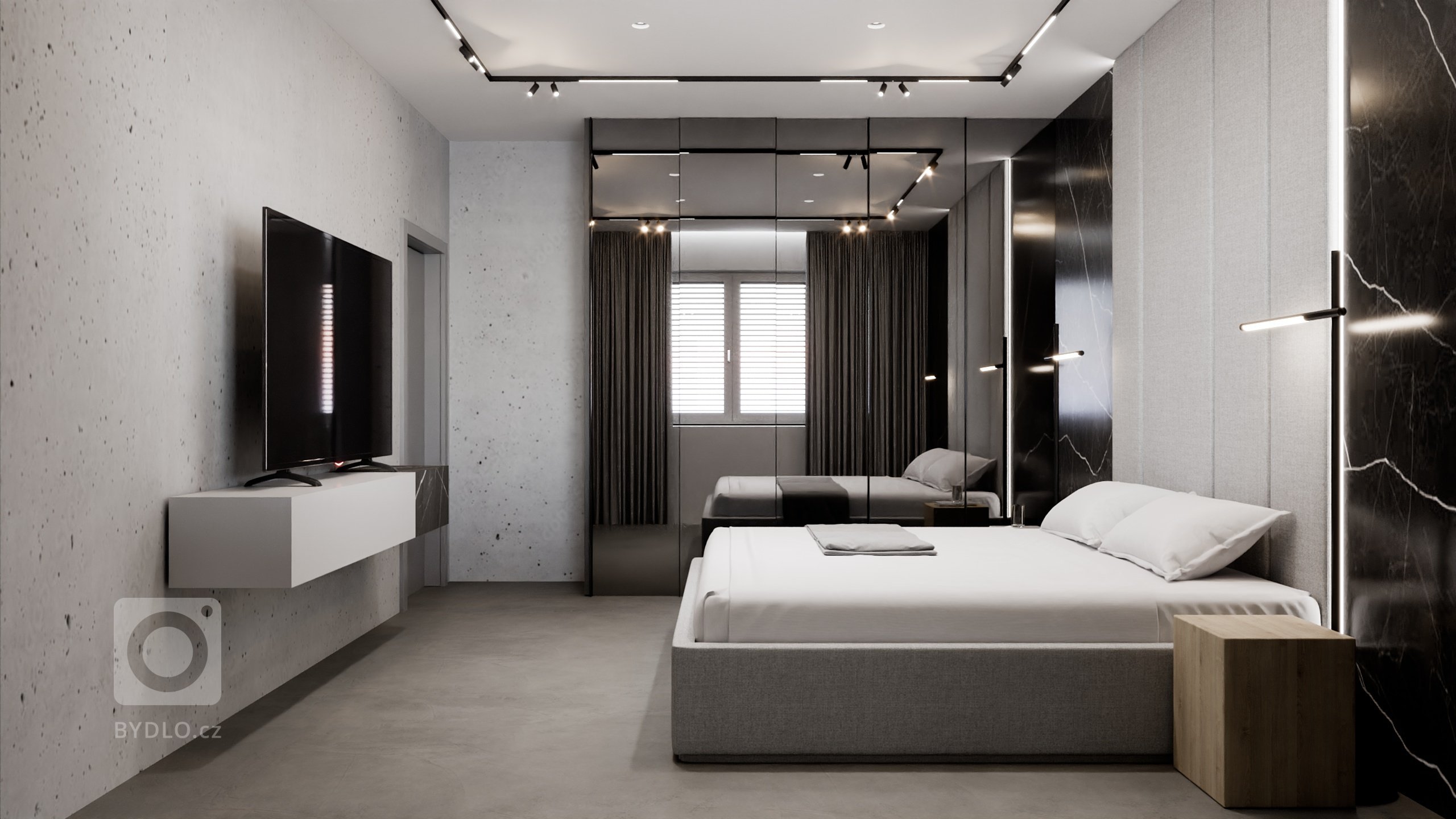 Pánsky luxusný čierny tmavý interiér 