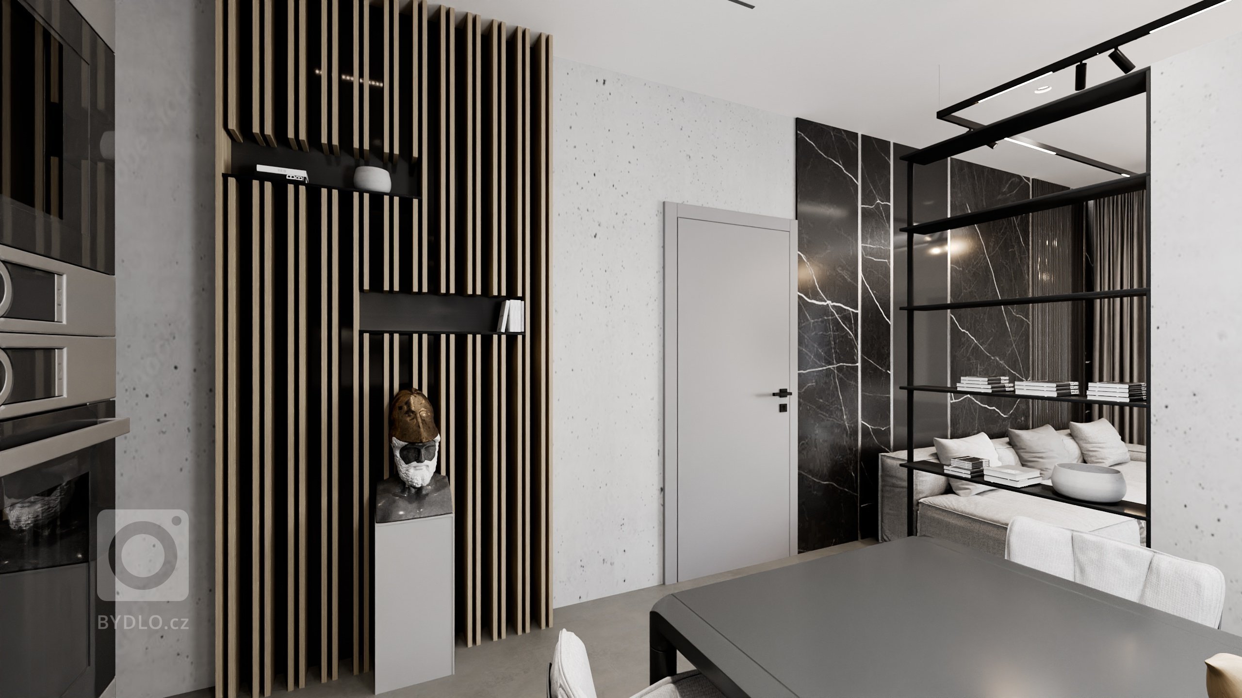 Pánsky interiér - príjemne luxusný, chladný, neútulný a nerodinný, tak ako si to prial majiteľ.

Zariadenie interiéru vytvára dokonalú súhru krásnych kameňov…