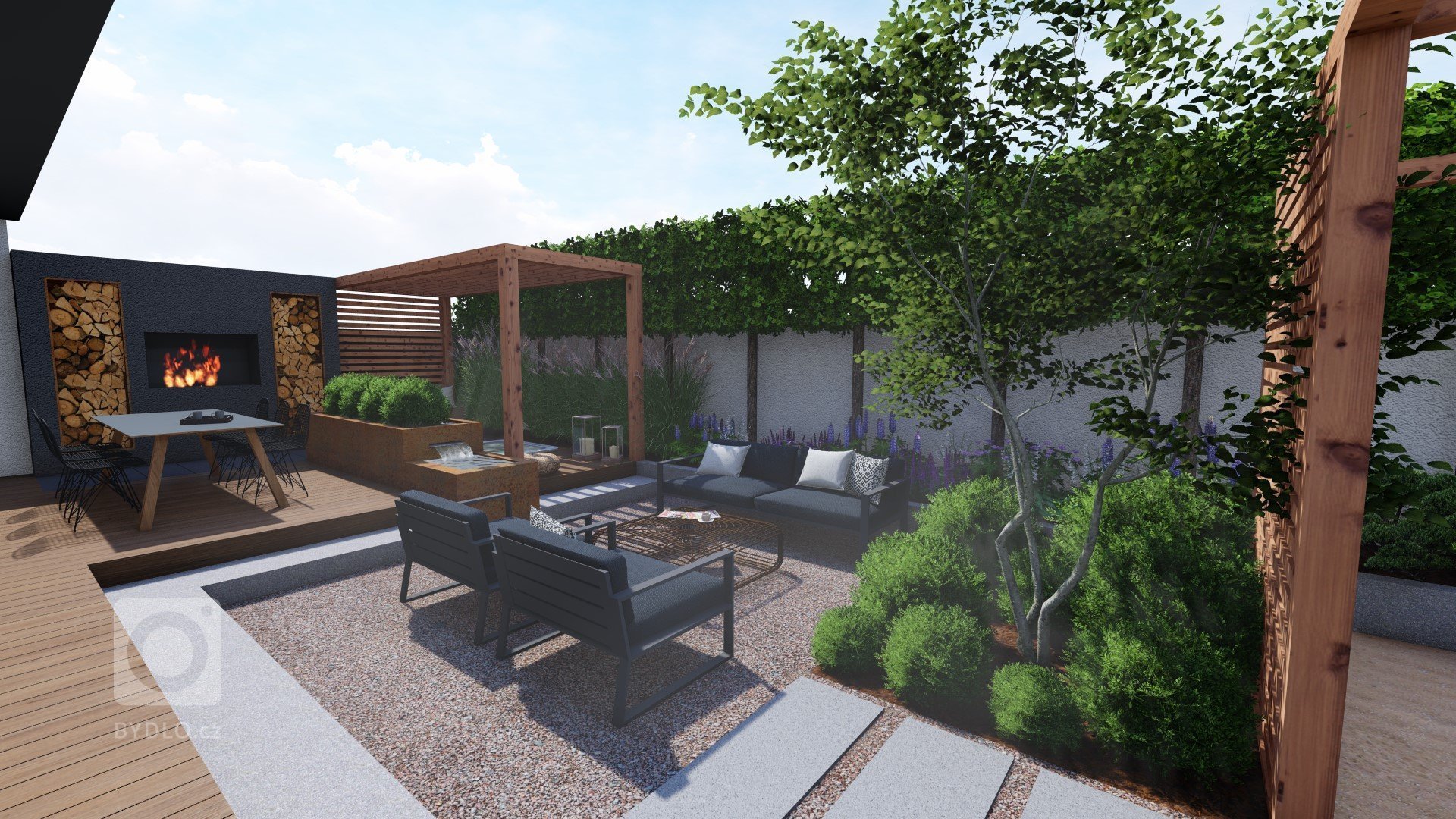 Zahrada má být prostorem pro relaxaci, zábavu a místem setkávání s přáteli nebo rodinou. Z tohoto důvodu byl celek rozdělen do několika zón, díky nimž má i tak…