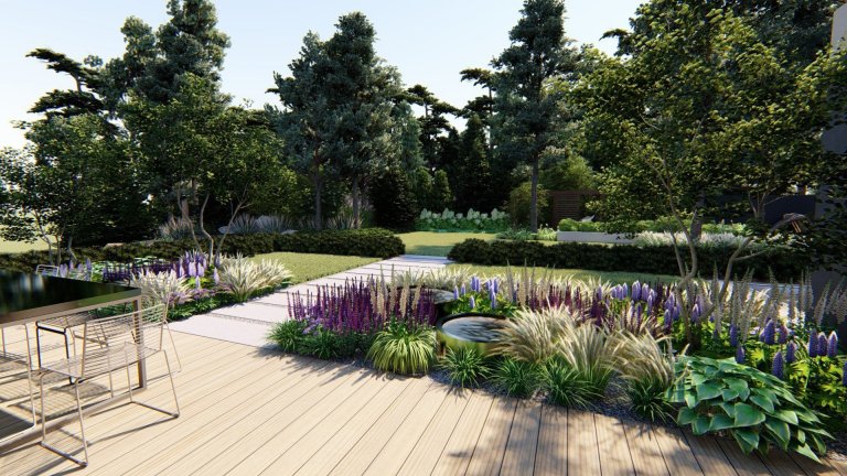 Zahradní koncept u moderní vily