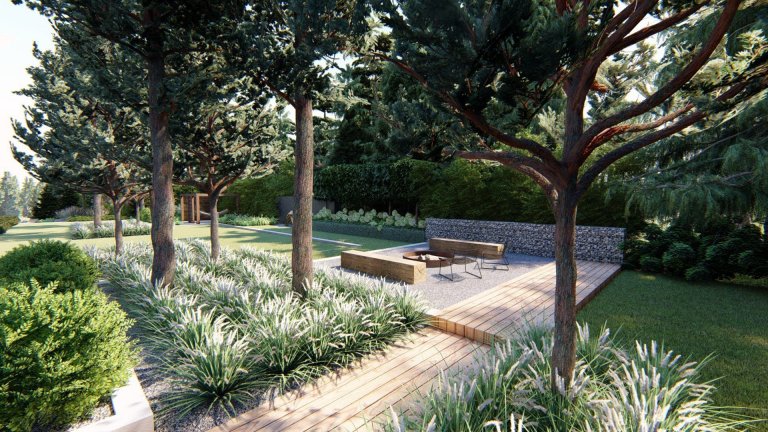 Zahradní koncept u moderní vily v blízkosti Poznani. Zahrada, která respektuje okolní přírodu a zapadá do okolního lesa :) K dispozici jsou prvky, jako je…