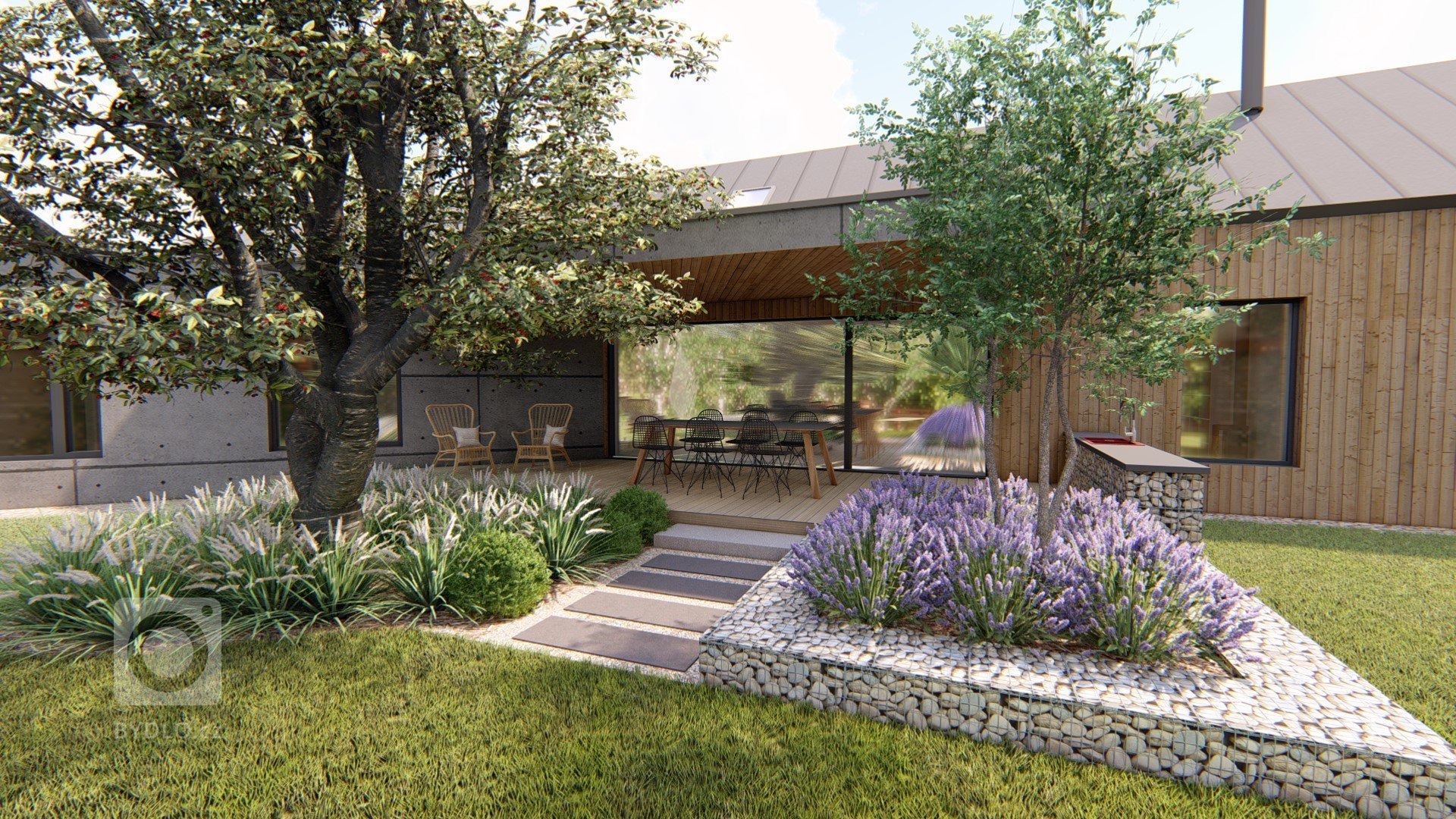 Pozemek, na kterém se nachází nová zahrada, se nachází v malém městečku, které se nachází přibližně 30 km od Prahy v blízkosti přírody. Samotný dům má velmi…