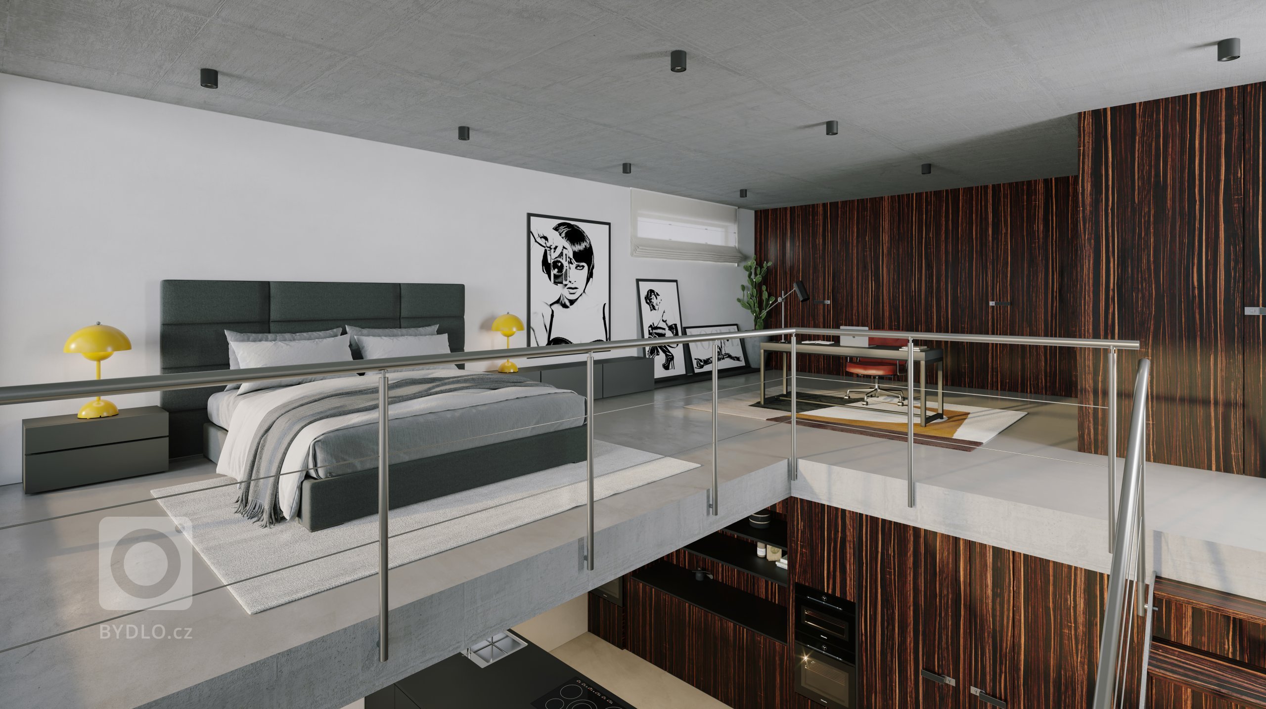 Návrh interiéru pro klienta, který v současné době staví 3 podlažní vilu vsazenou do skalnatého terénu Sardinie. Jeho přání bylo zachovat loftový vzhled 2…