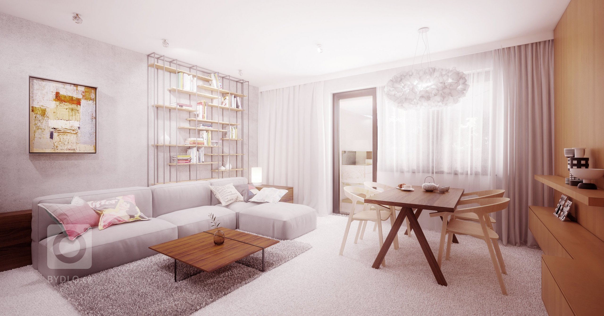 Drobnými stavebními úpravami se nám podařilo vytvořit přirozenou hierarchii místností v bytě. Výhled&nbsp;se otvírá od vstupních dveří přes halu do obývacího…