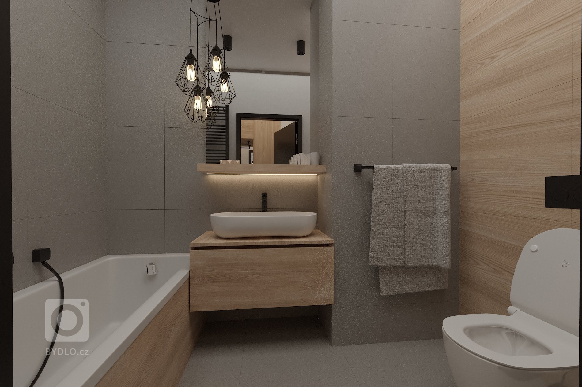 Moderní lehce industriální pojetí návrhu pro mladý pár. Jedná se o byt v nizkopodlažní bytovce. Lehce pozměněná dispozice s otevřenou kuchyní do obývacího…