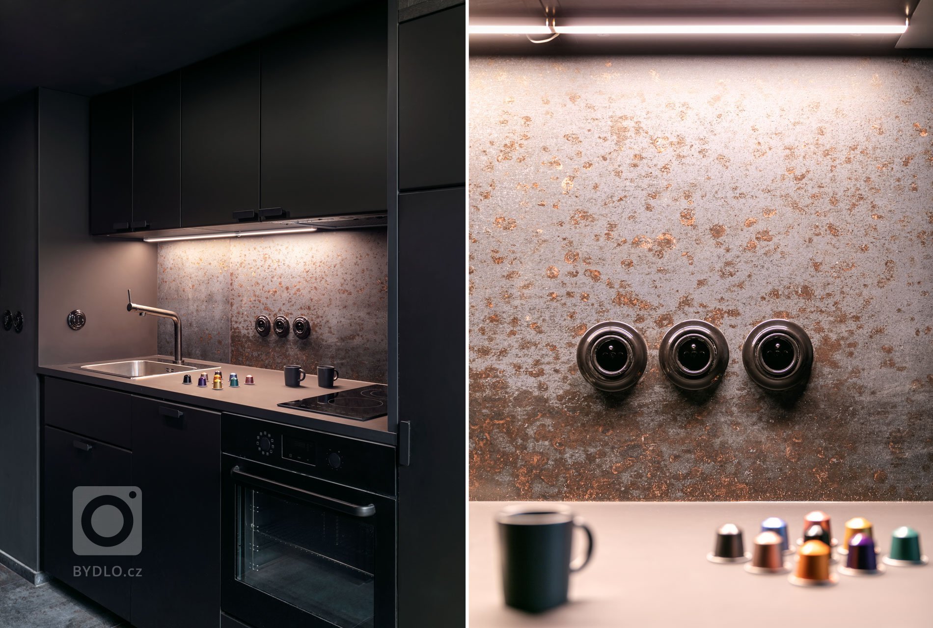 Do vinohradského dvacetimetráku se schoulil černý drak. Po jeho hřbetu je možné vyšplhat do spacího patra. Vnitro obludy skrývá malou koupelnu zářící skrze…