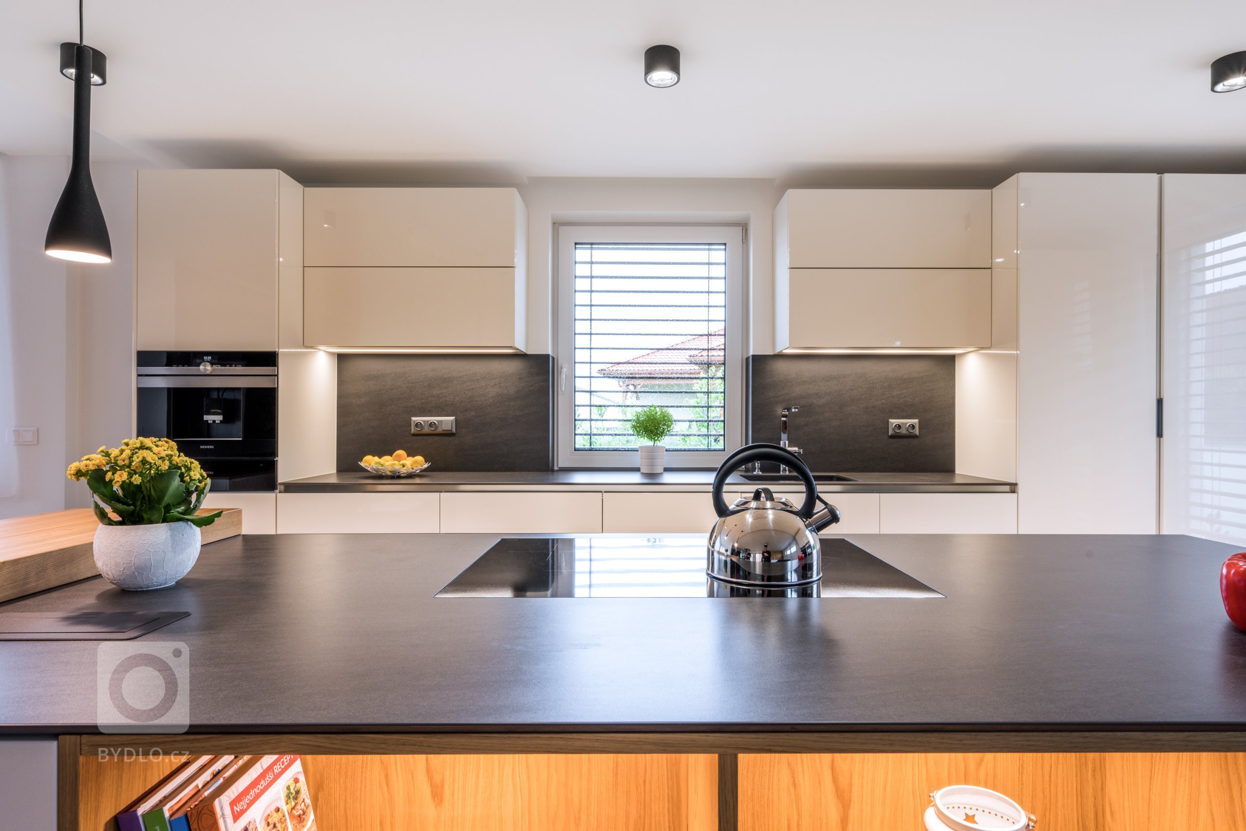 Středobodem sestavy je ostrůvek, který je přístupný ze všech stran a který slouží jako varné centrum.