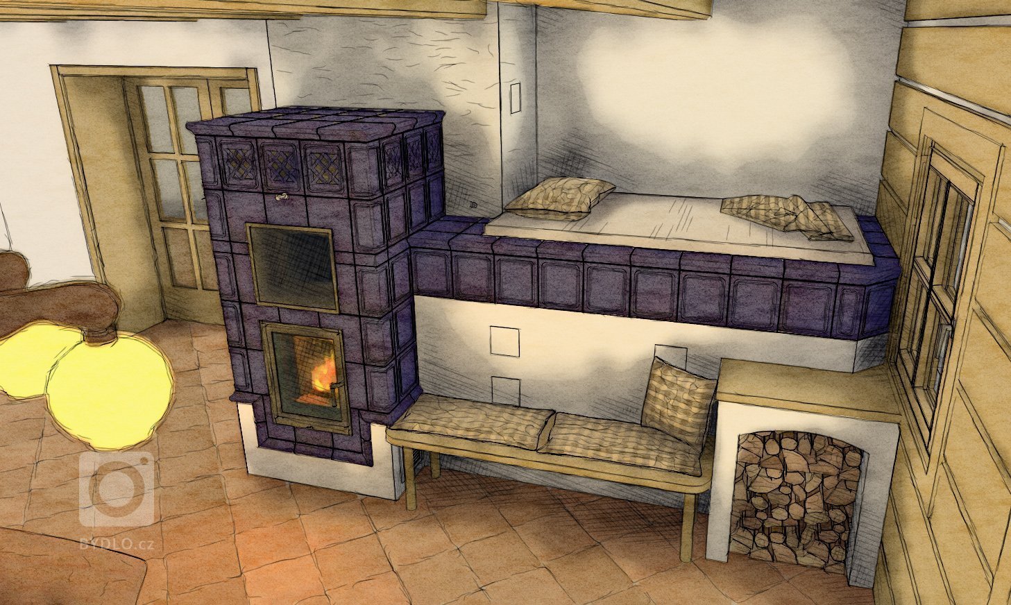 Tmavě modrá kachlová kamna s mnoha funkcemi pro jizerskohorskou chalupu.

Kachlová kamna mají mnoho podob. Ta naše je tvarově tradiční, aby odpovídala…