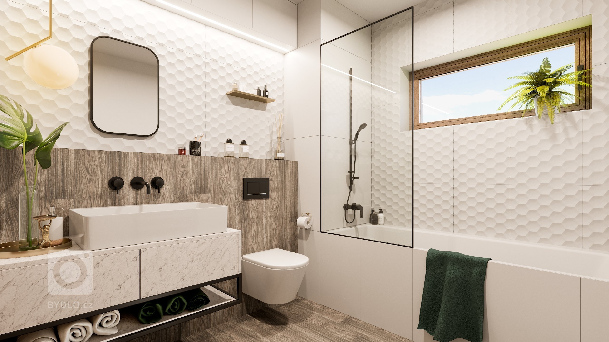 Kompletní návrh zařízení interiéru za účelem marketingové prezentace projektu.
