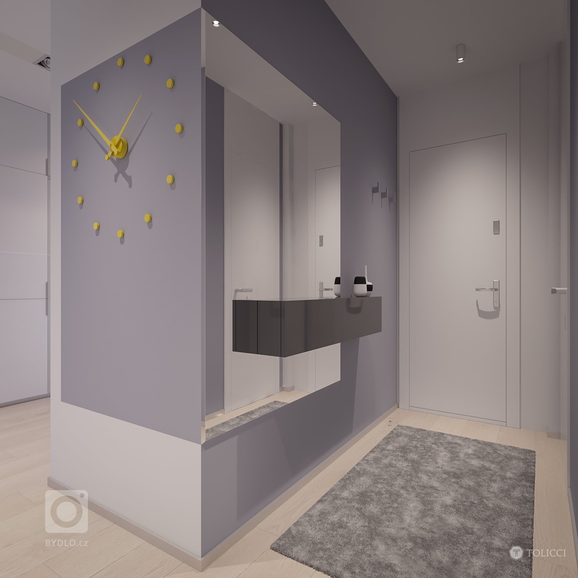 Navrhnutý interiér odráža predstavu klienta o vytvorení čistého, elegantného a svetlého interiéru s doplnkovou žltou farbou, moderného prístupu k osvetleniu…