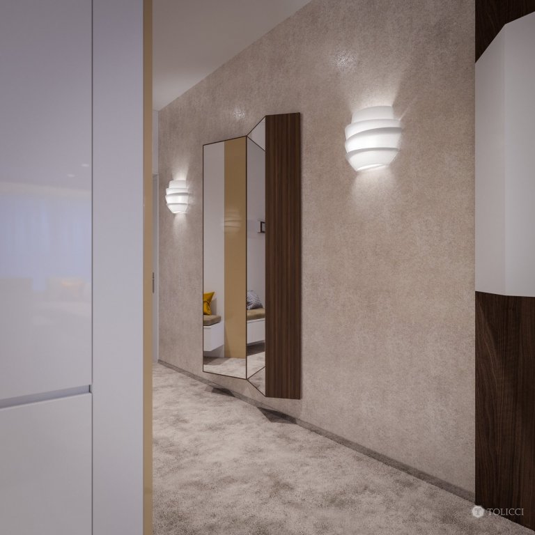 Návrh interiéru bytového apartmánu reprezentuje vytvorenie elegantného a nestarnúceho dizajnu. Vhodná kontrastná kombinácia tmavého orechového dreva a teplých…