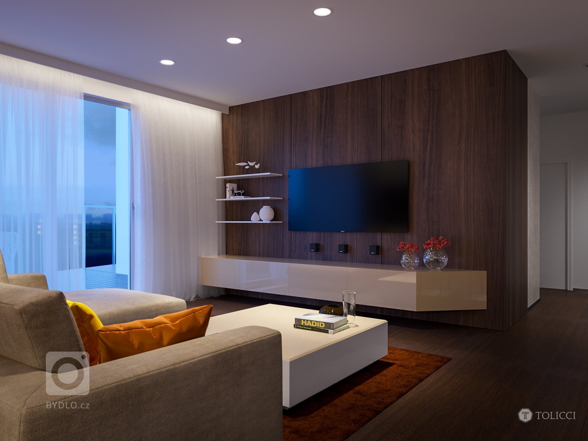 Návrh interiéru bytového apartmánu reprezentuje vytvorenie elegantného a nestarnúceho dizajnu. Vhodná kontrastná kombinácia tmavého orechového dreva a teplých…