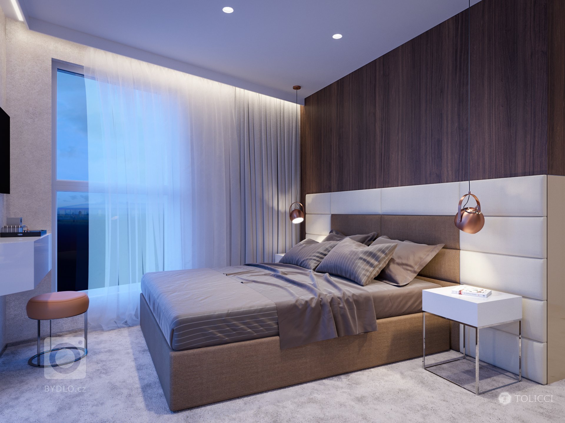 Návrh interiéru bytového apartmánu reprezentuje vytvorenie elegantného a nestarnúceho dizajnu. Vhodná kontrastná kombinácia tmavého orechového dreva a teplých…