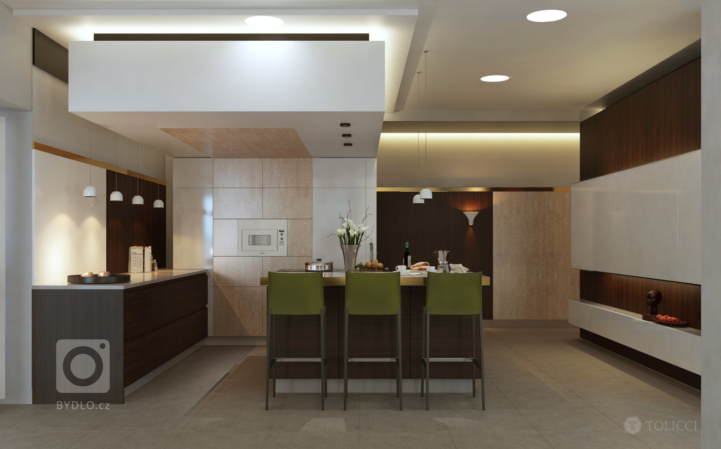 Návrh interiéru rodinnej rezidencie odráža spojenie dvoch dizajnérskych prístupov: východného arabského a stredoeurópskeho talianskeho. Na podklade zemitých…