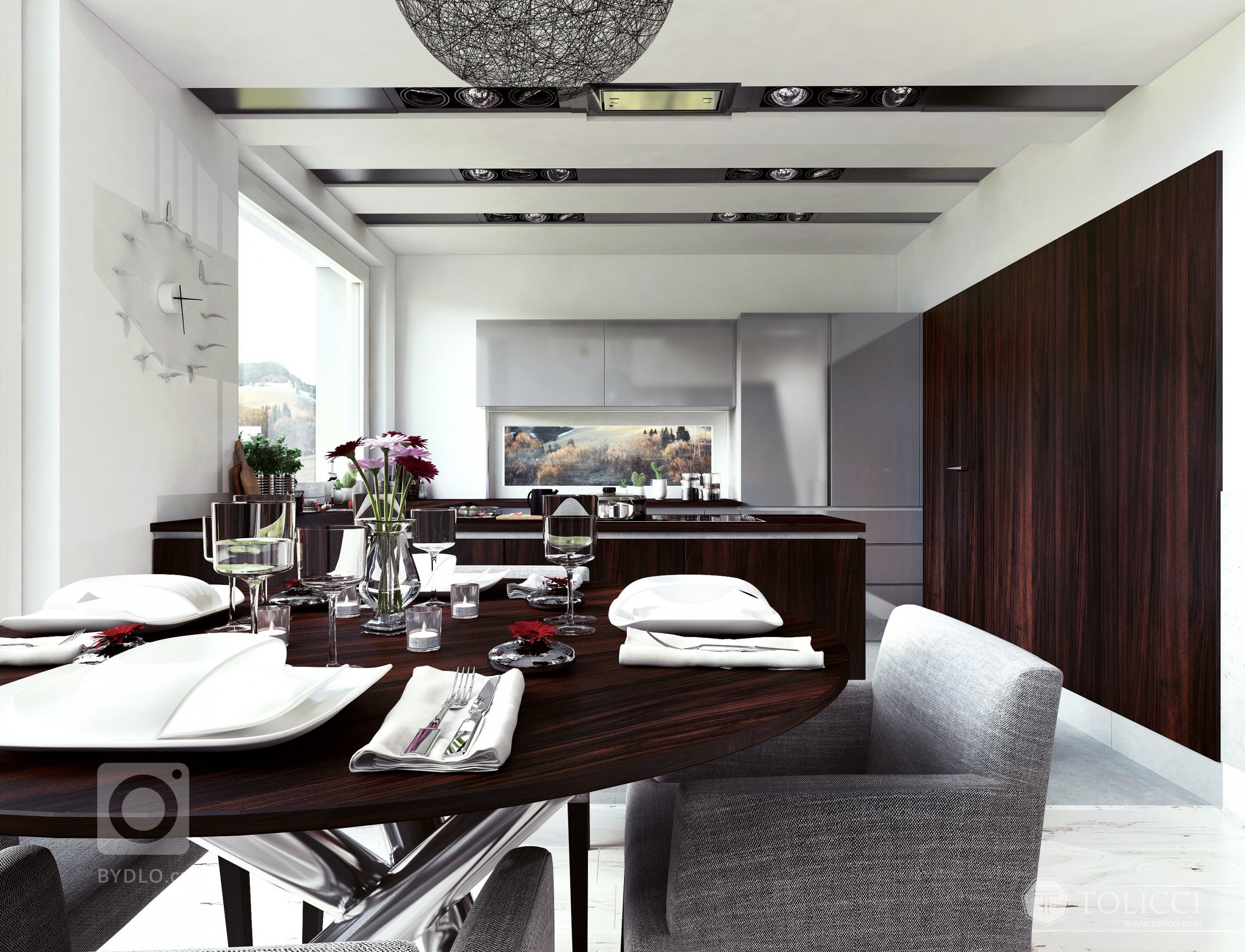 Ide o náš prvý projekt, v ktorom sme aplikovali princípy tradičného talianskeho prístupu k interiéru. Kontrasty tvoria tmavé orechové drevo s bielymi plochami…
